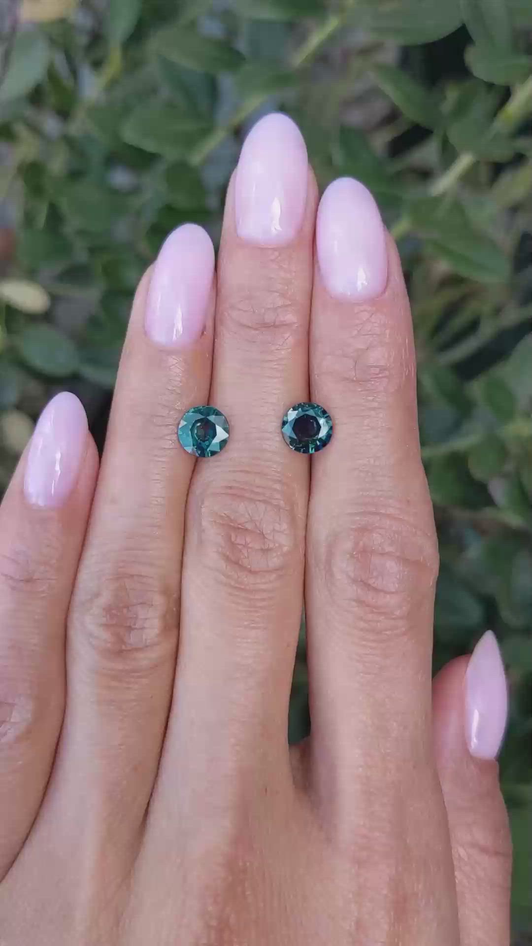 2.42&nbsp;Ct.Tw.Total Carat Weight Bluish Green Sapphire Pair from Ceylon (Sri Lanka) Size Video
