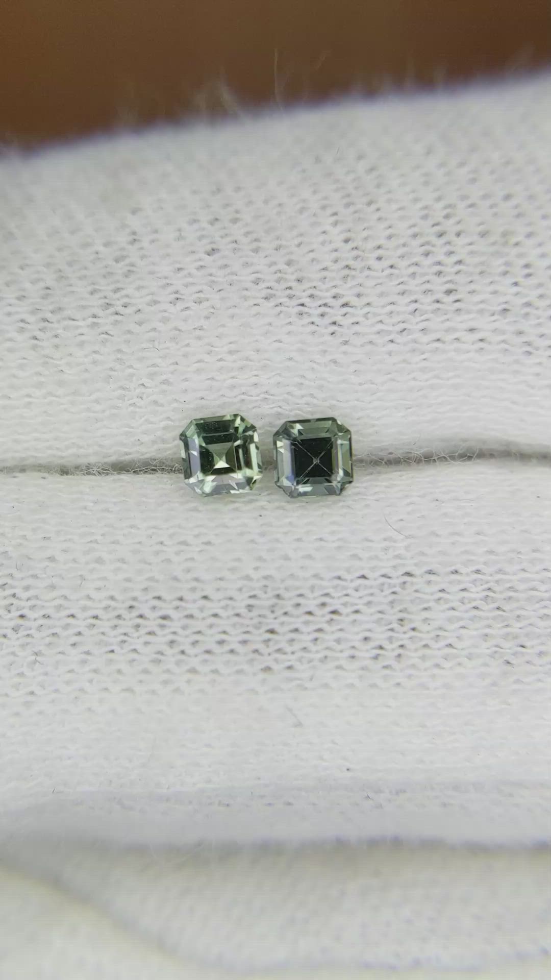 0.54 Ct.Tw.Total Carat Weight Bluish Green Sapphire Pair from Ceylon (Sri Lanka) Size Video