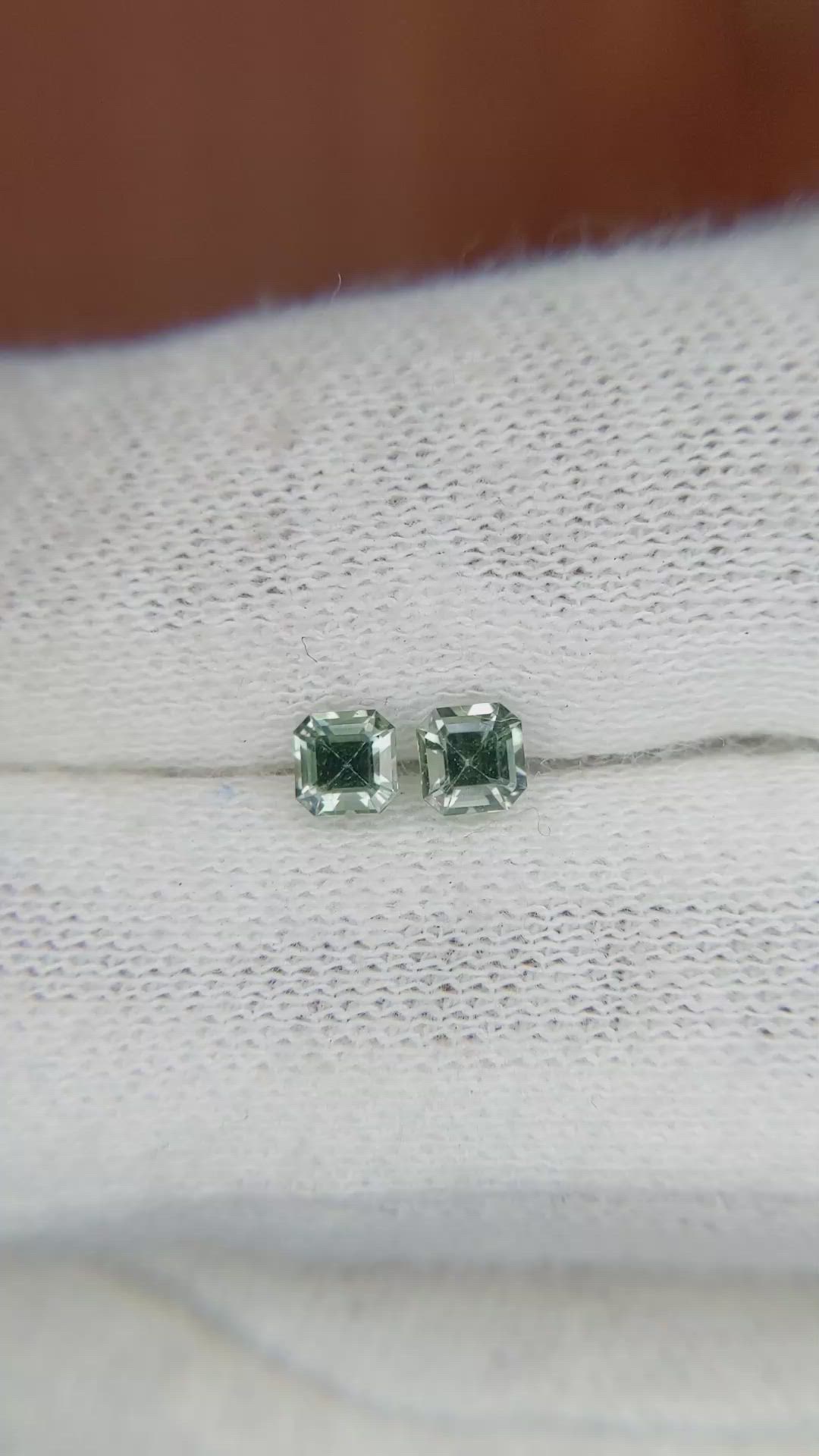 0.59 Ct.Tw.Total Carat Weight Green Sapphire Pair from Ceylon (Sri Lanka) Size Video