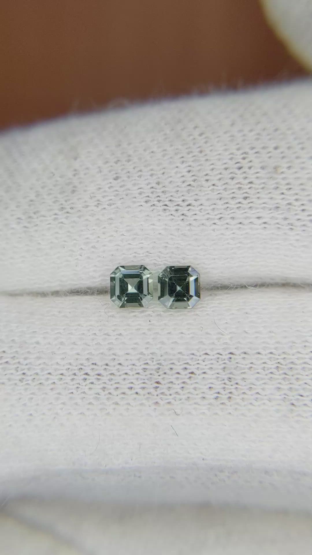 0.47 Ct.Tw.Total Carat Weight Bluish Green Sapphire Pair from Ceylon (Sri Lanka) Size Video