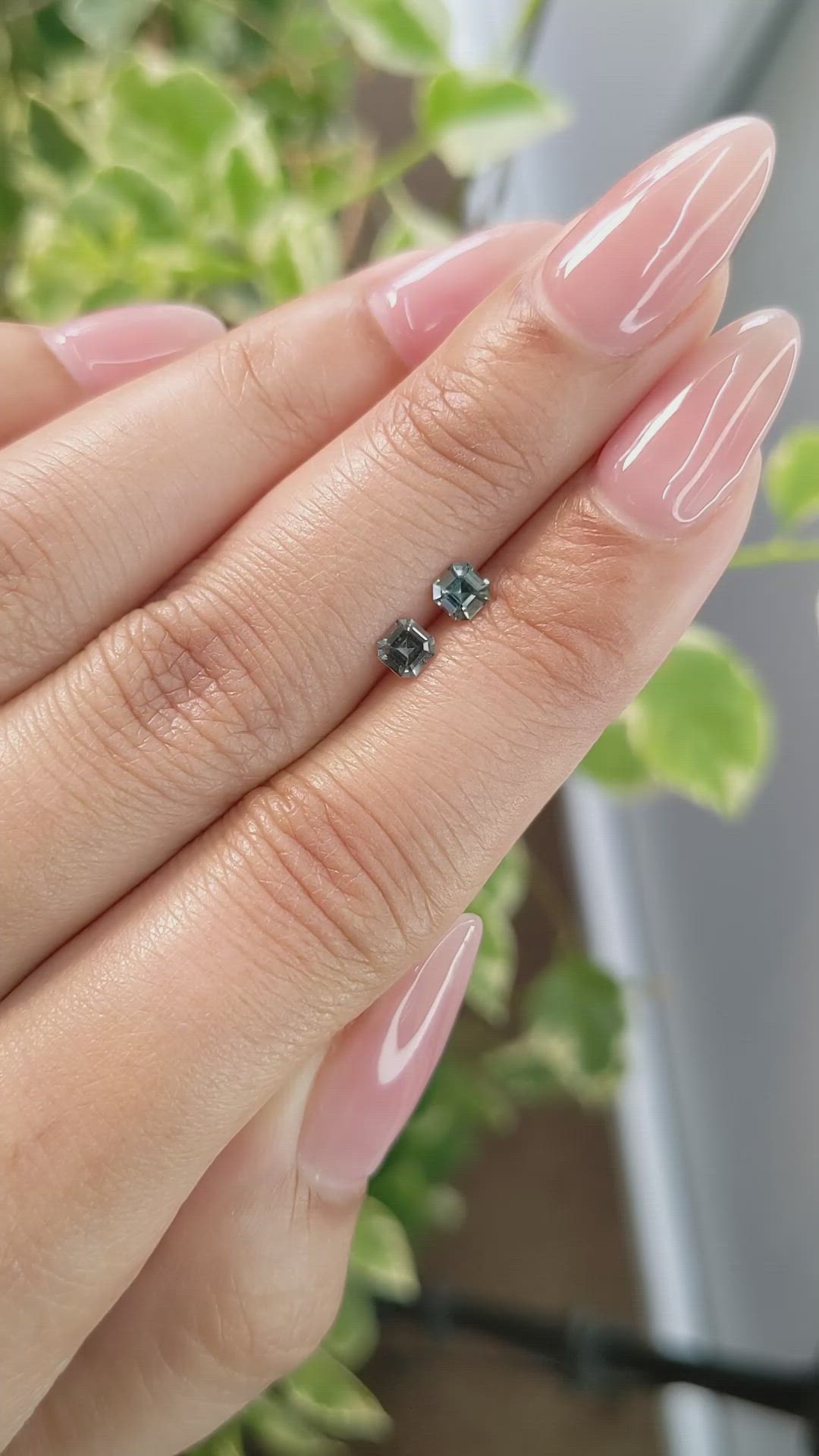 0.47 Ct.Tw.Total Carat Weight Bluish Green Sapphire Pair from Ceylon (Sri Lanka) Size Video