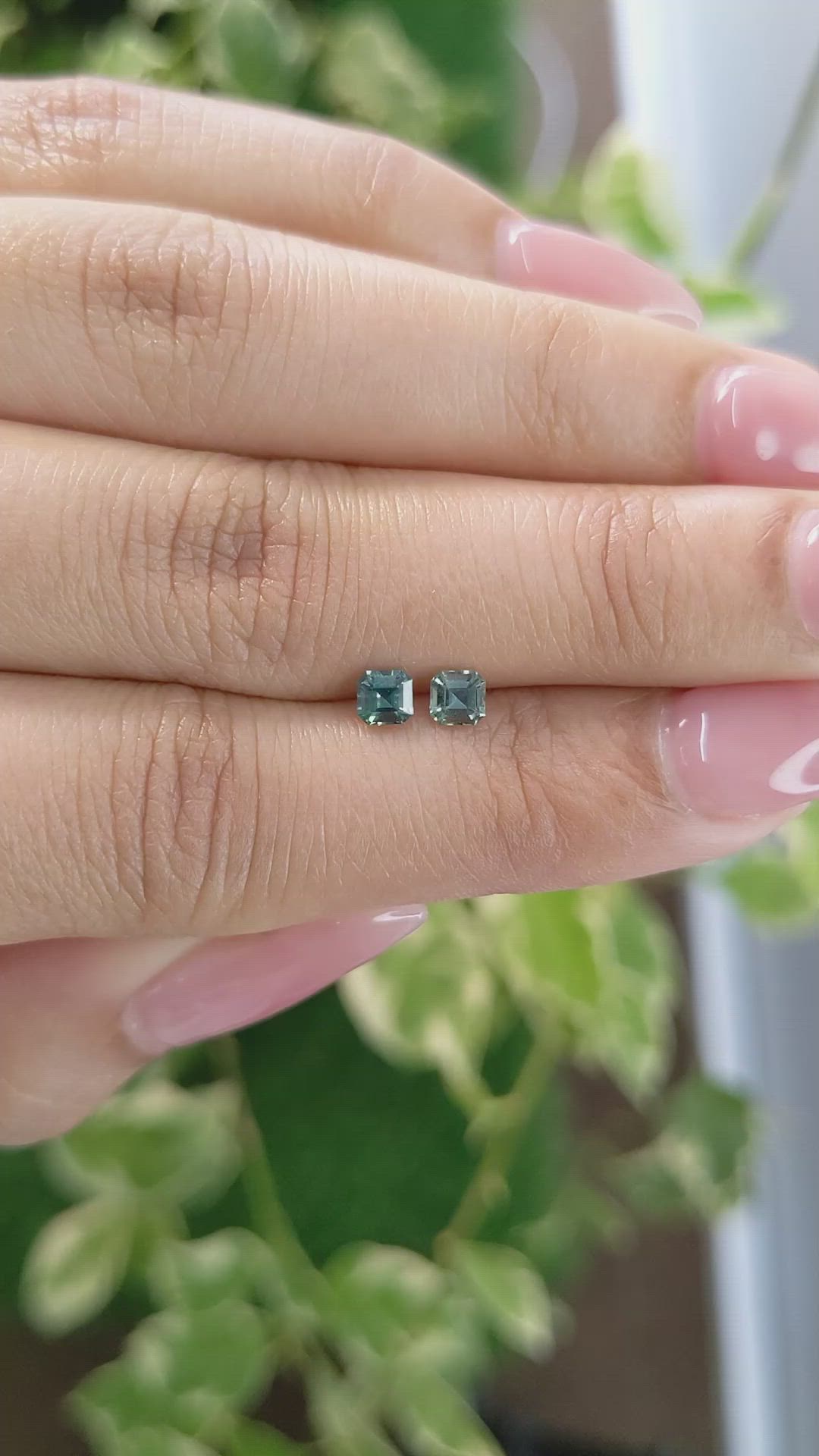 0.60 Ct.Tw.Total Carat Weight Green Sapphire Pair from Ceylon (Sri Lanka) Size Video