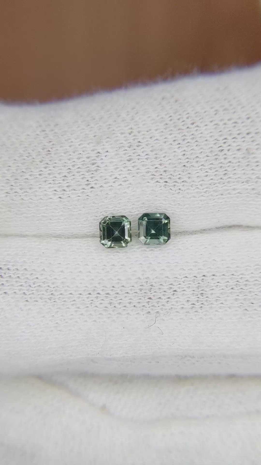 0.60 Ct.Tw.Total Carat Weight Green Sapphire Pair from Ceylon (Sri Lanka) Size Video