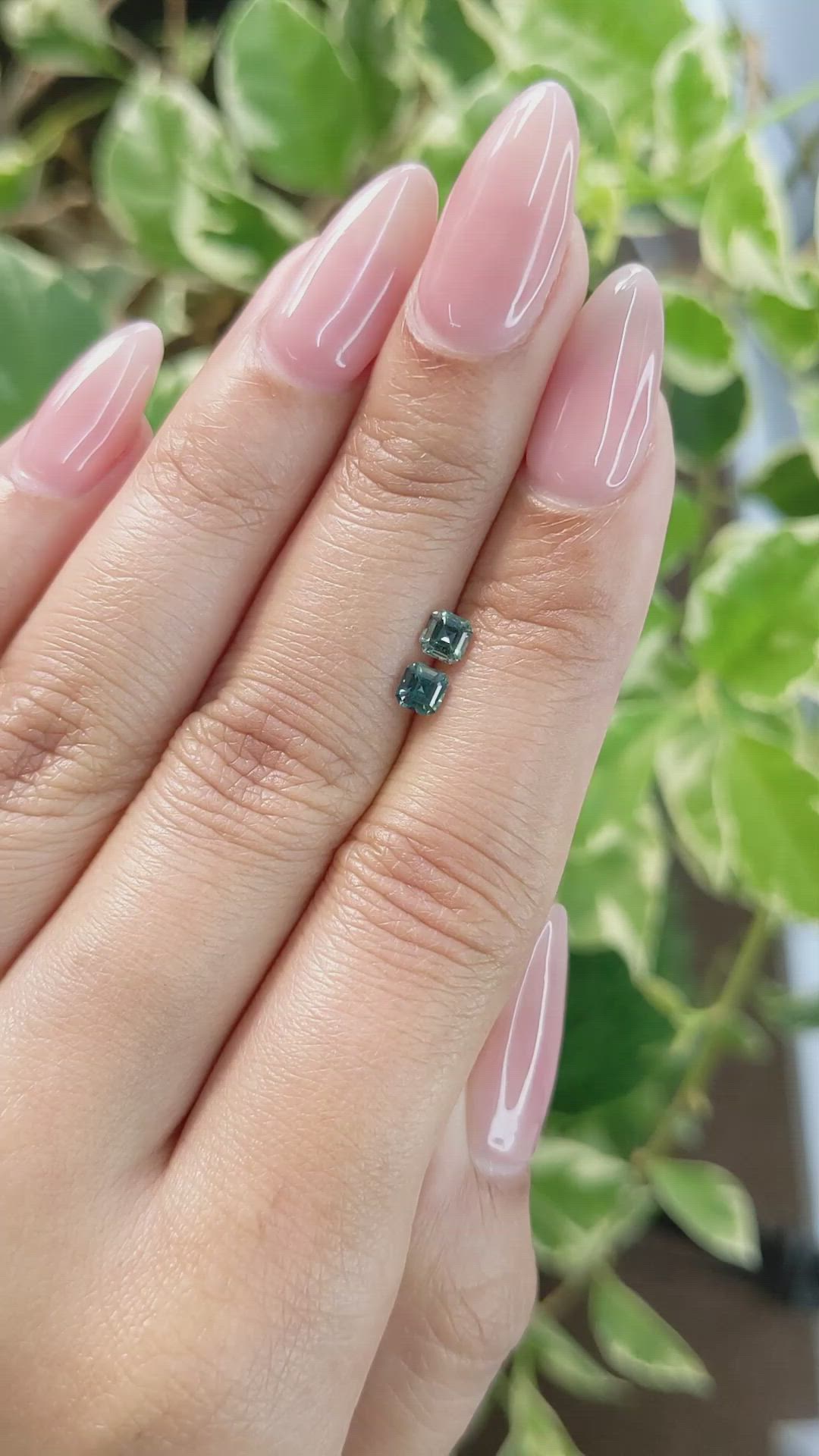 0.60 Ct.Tw.Total Carat Weight Green Sapphire Pair from Ceylon (Sri Lanka) Size Video