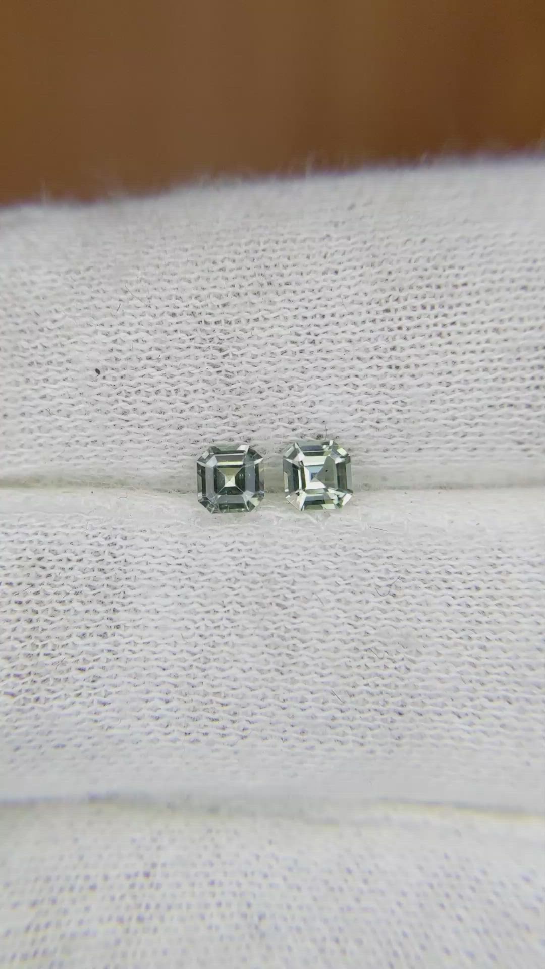 0.46 Ct.Tw.Total Carat Weight Green Sapphire Pair from Ceylon (Sri Lanka) Size Video