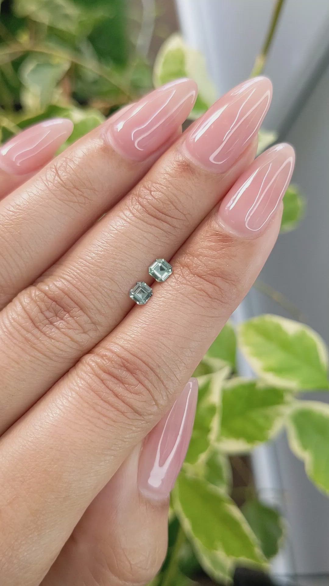 0.46 Ct.Tw.Total Carat Weight Green Sapphire Pair from Ceylon (Sri Lanka) Size Video