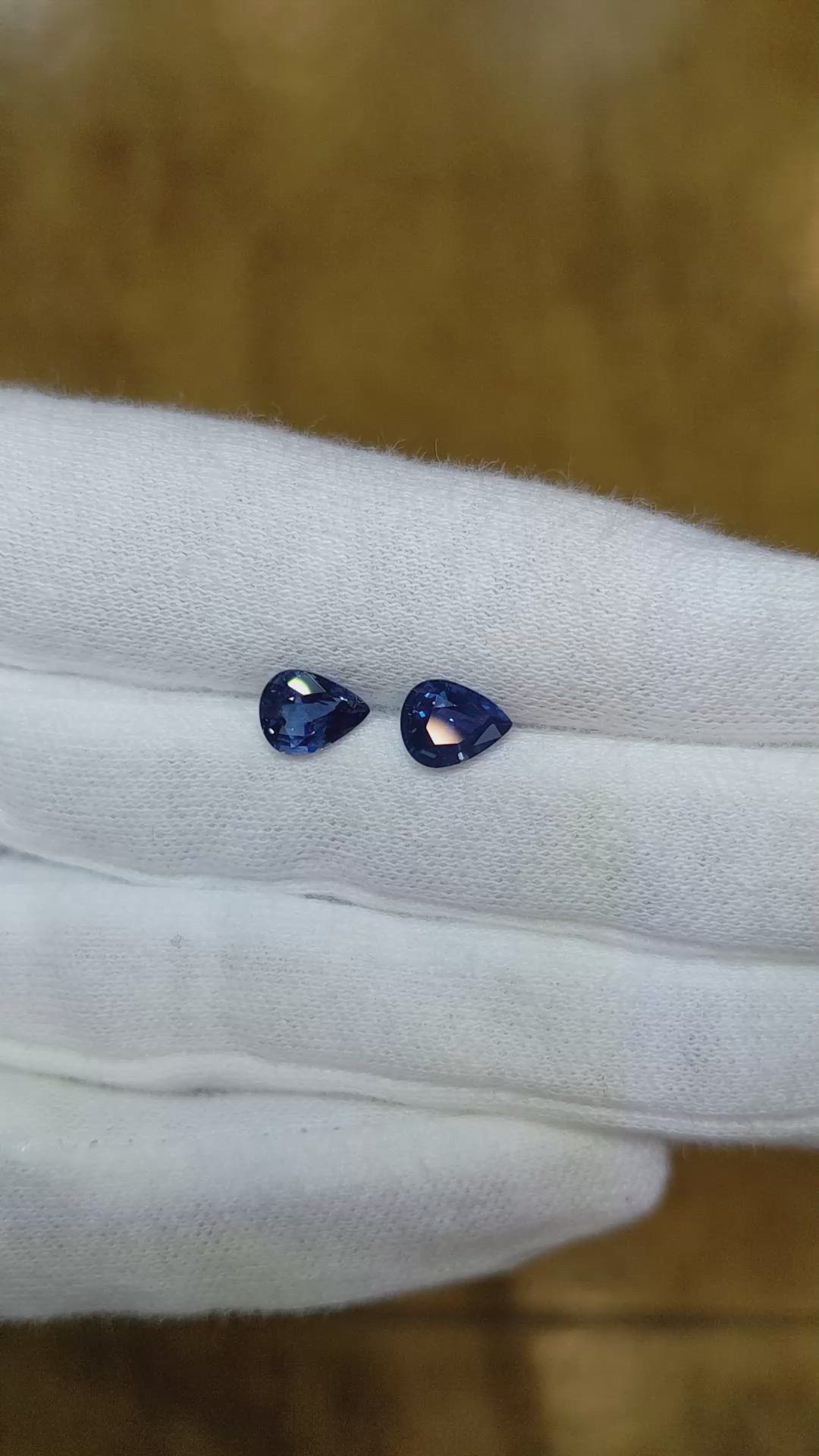 2.22 Ct.Tw.Total Carat Weight Blue Sapphire Pair from Ceylon (Sri Lanka) Size Video