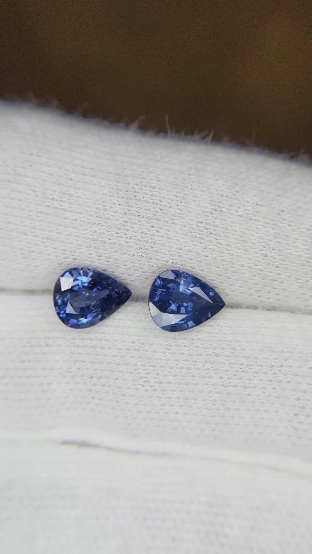 2.22 Ct.Tw.Total Carat Weight Blue Sapphire Pair from Ceylon (Sri Lanka) Size Video