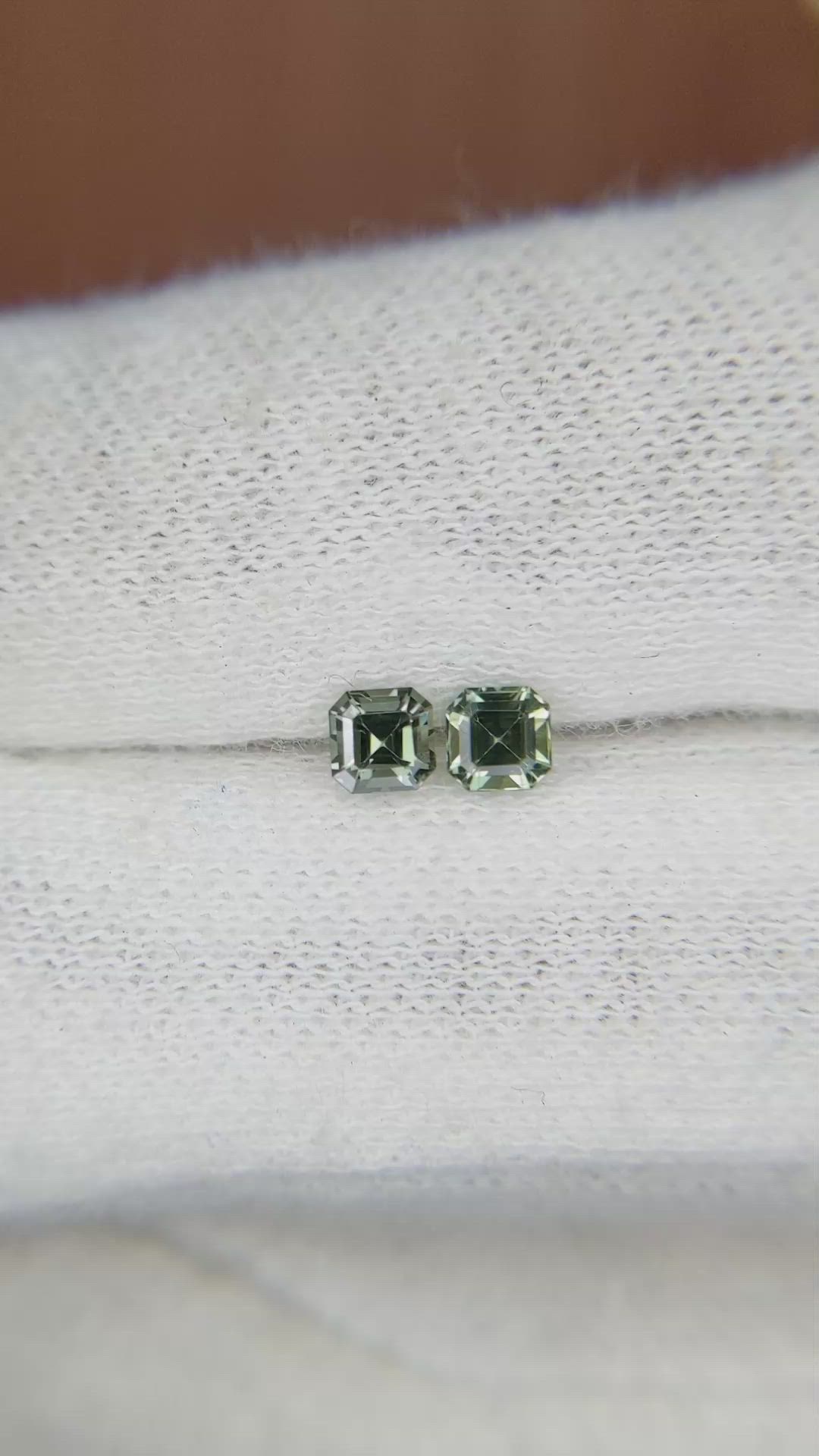0.61&nbsp;Ct.Tw.Total Carat Weight Green Sapphire Pair from Ceylon (Sri Lanka) Size Video