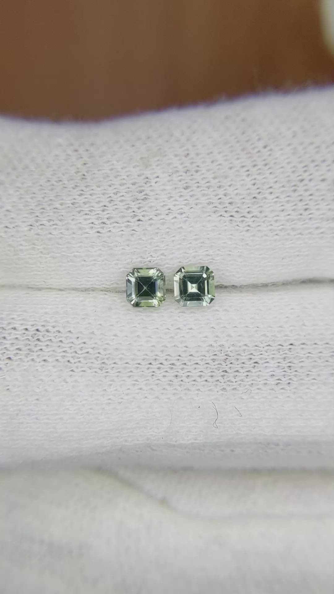 0.57 Ct.Tw.Total Carat Weight Bluish Green Sapphire Pair from Ceylon (Sri Lanka) Size Video