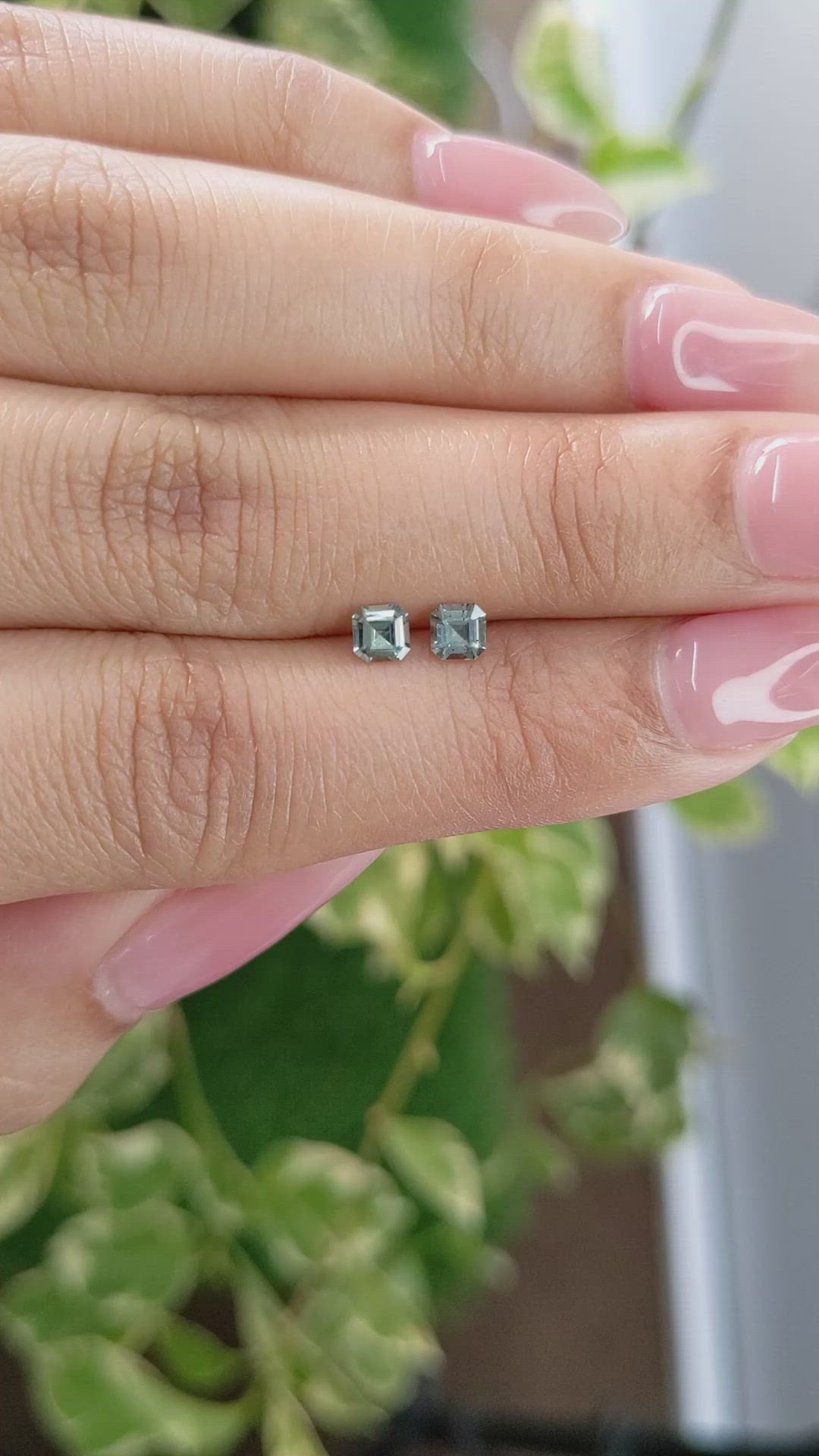 0.47 Ct.Tw.Total Carat Weight Green Sapphire Pair from Ceylon (Sri Lanka) Size Video