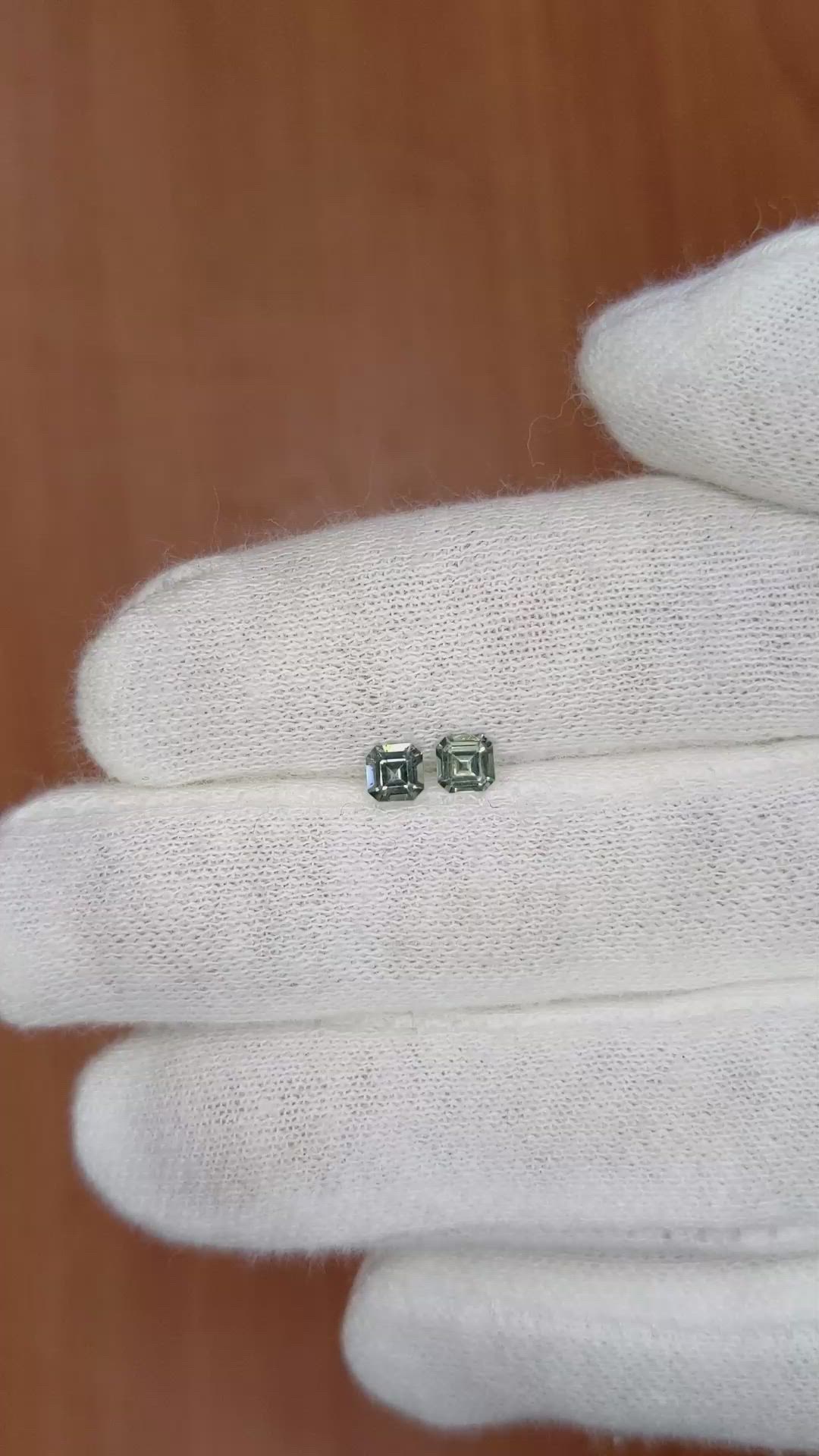 0.47 Ct.Tw.Total Carat Weight Green Sapphire Pair from Ceylon (Sri Lanka) Size Video