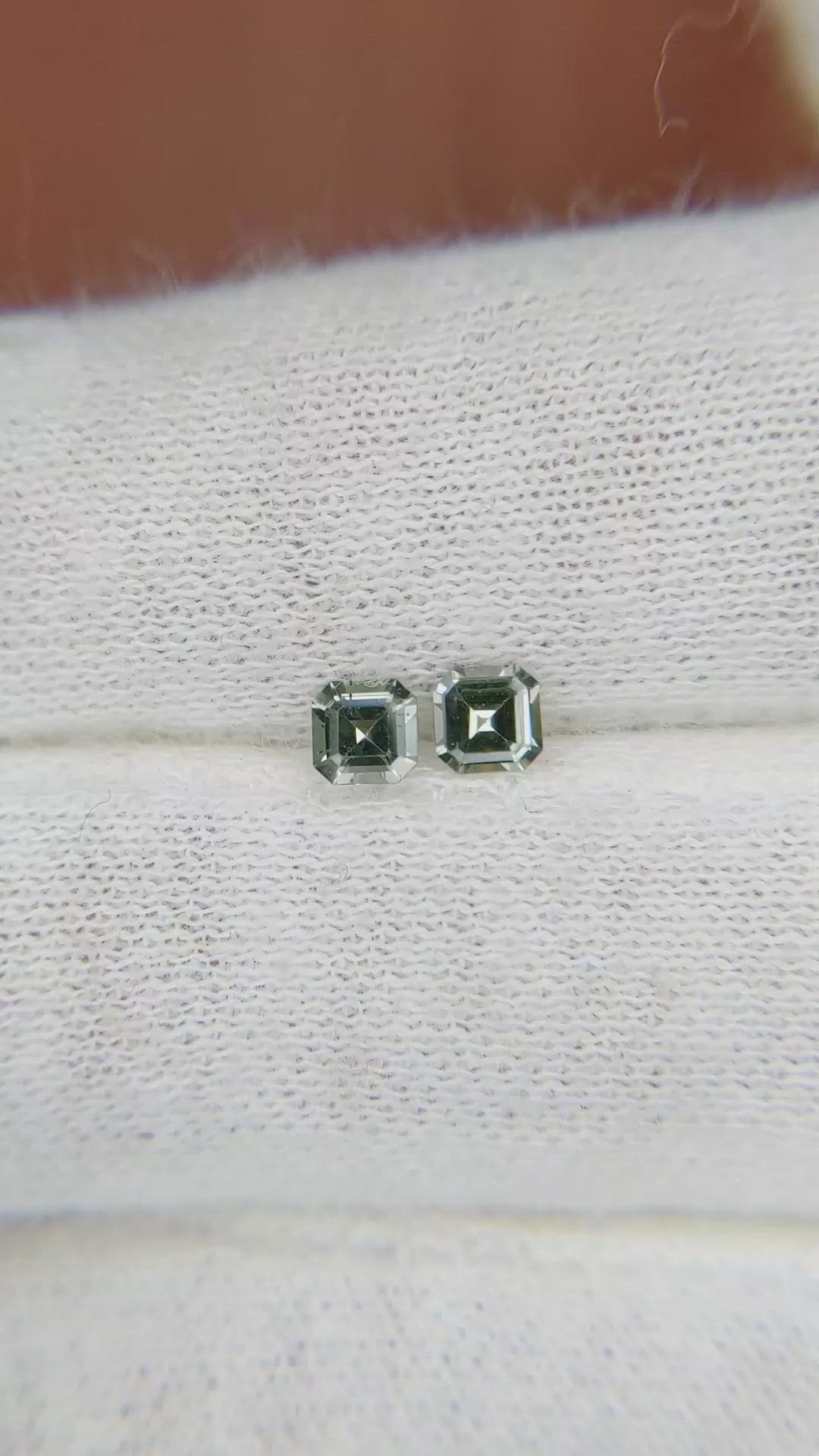 0.47 Ct.Tw.Total Carat Weight Green Sapphire Pair from Ceylon (Sri Lanka) Size Video