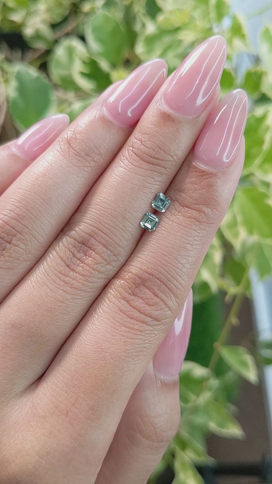 0.47 Ct.Tw.Total Carat Weight Green Sapphire Pair from Ceylon (Sri Lanka) Size Video