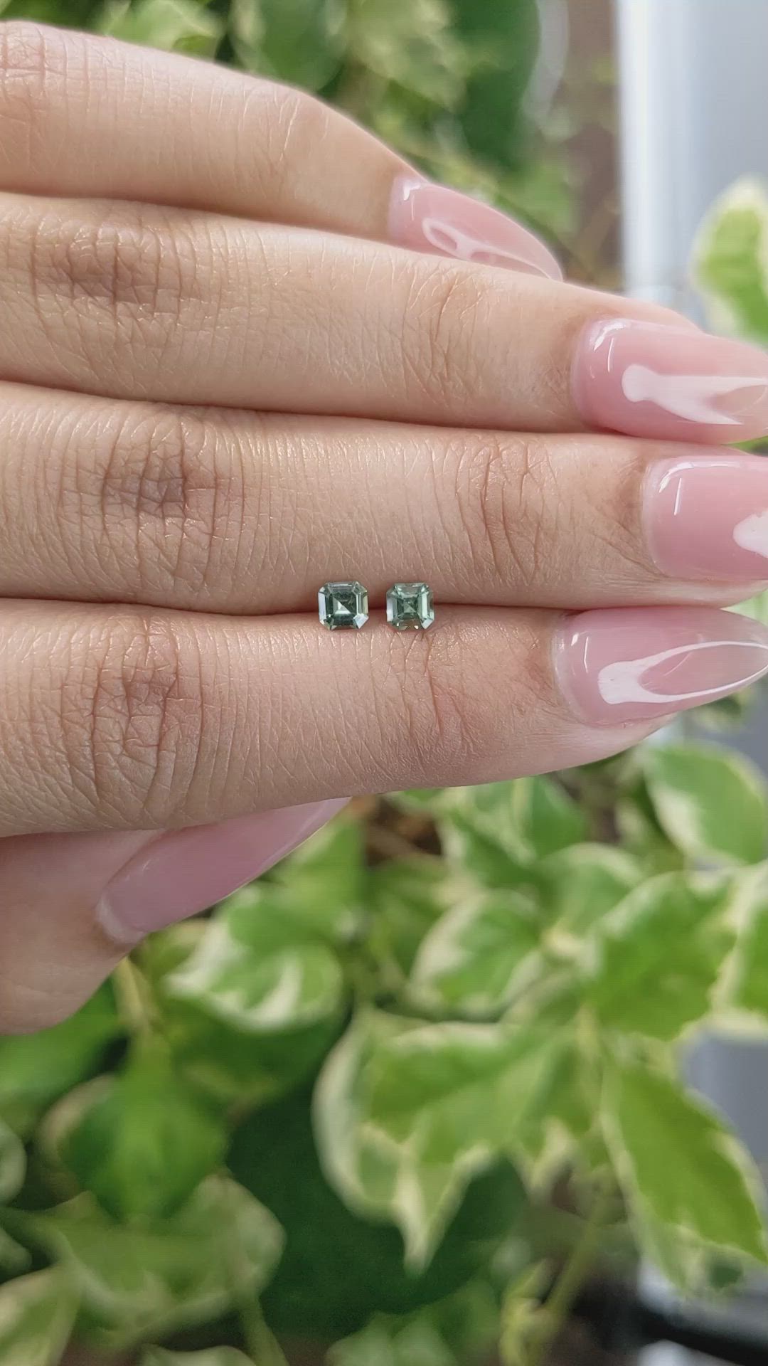 0.50 Ct.Tw.Total Carat Weight Green Sapphire Pair from Ceylon (Sri Lanka) Size Video