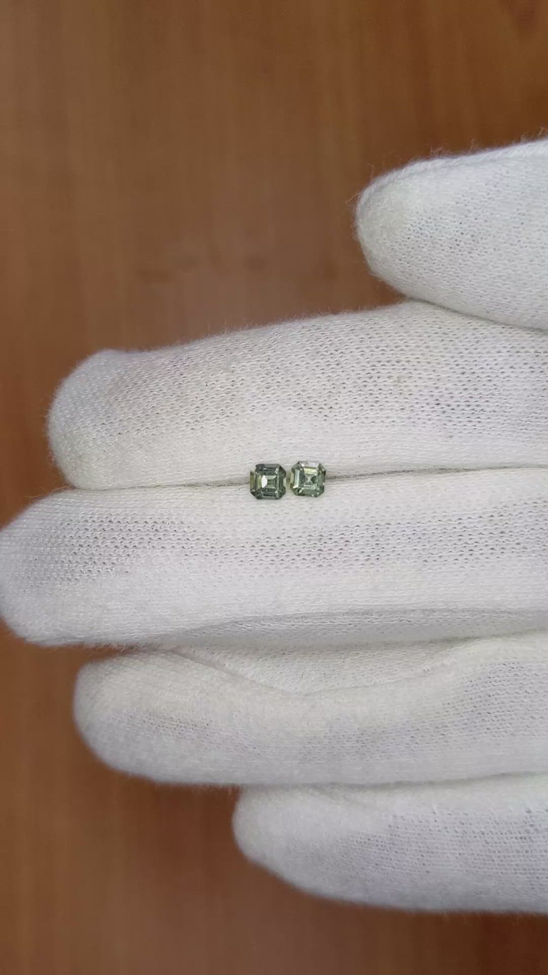 0.50 Ct.Tw.Total Carat Weight Green Sapphire Pair from Ceylon (Sri Lanka) Size Video