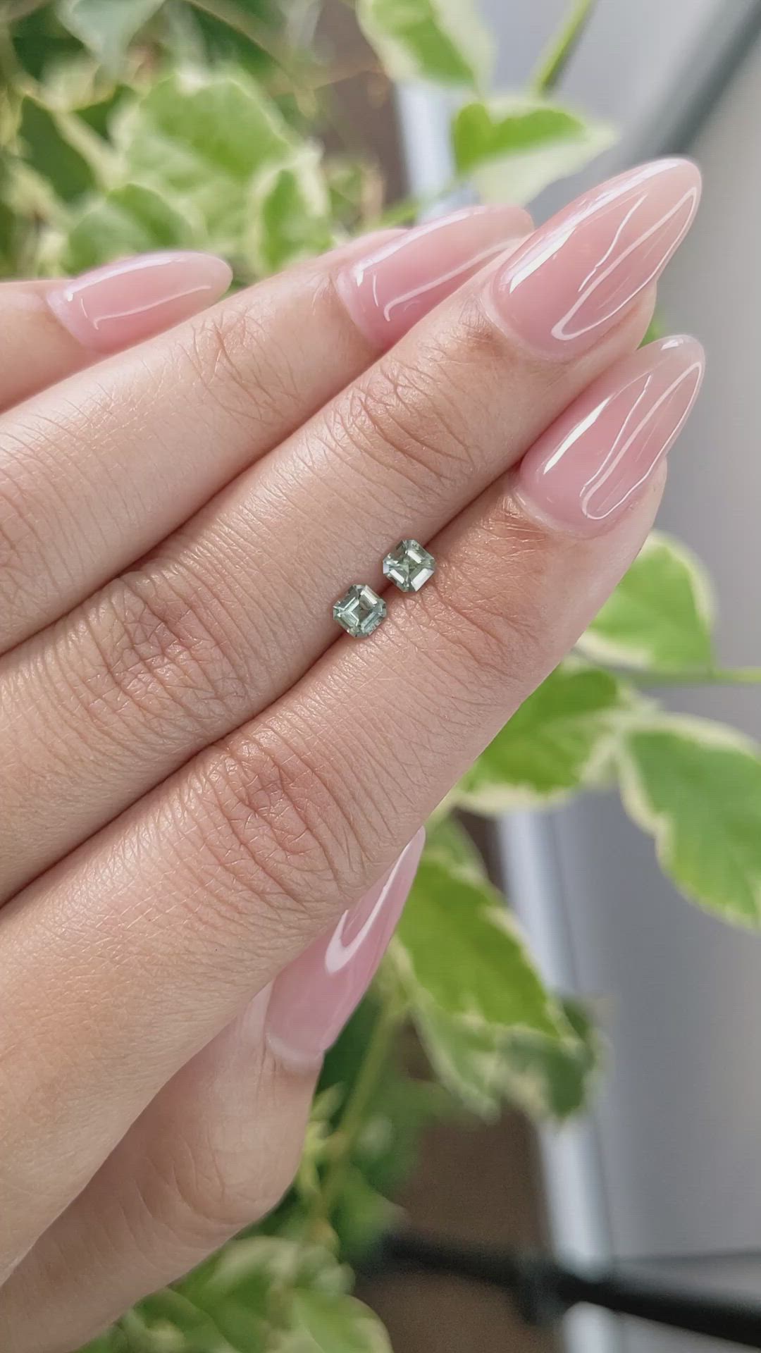 0.50 Ct.Tw.Total Carat Weight Green Sapphire Pair from Ceylon (Sri Lanka) Size Video