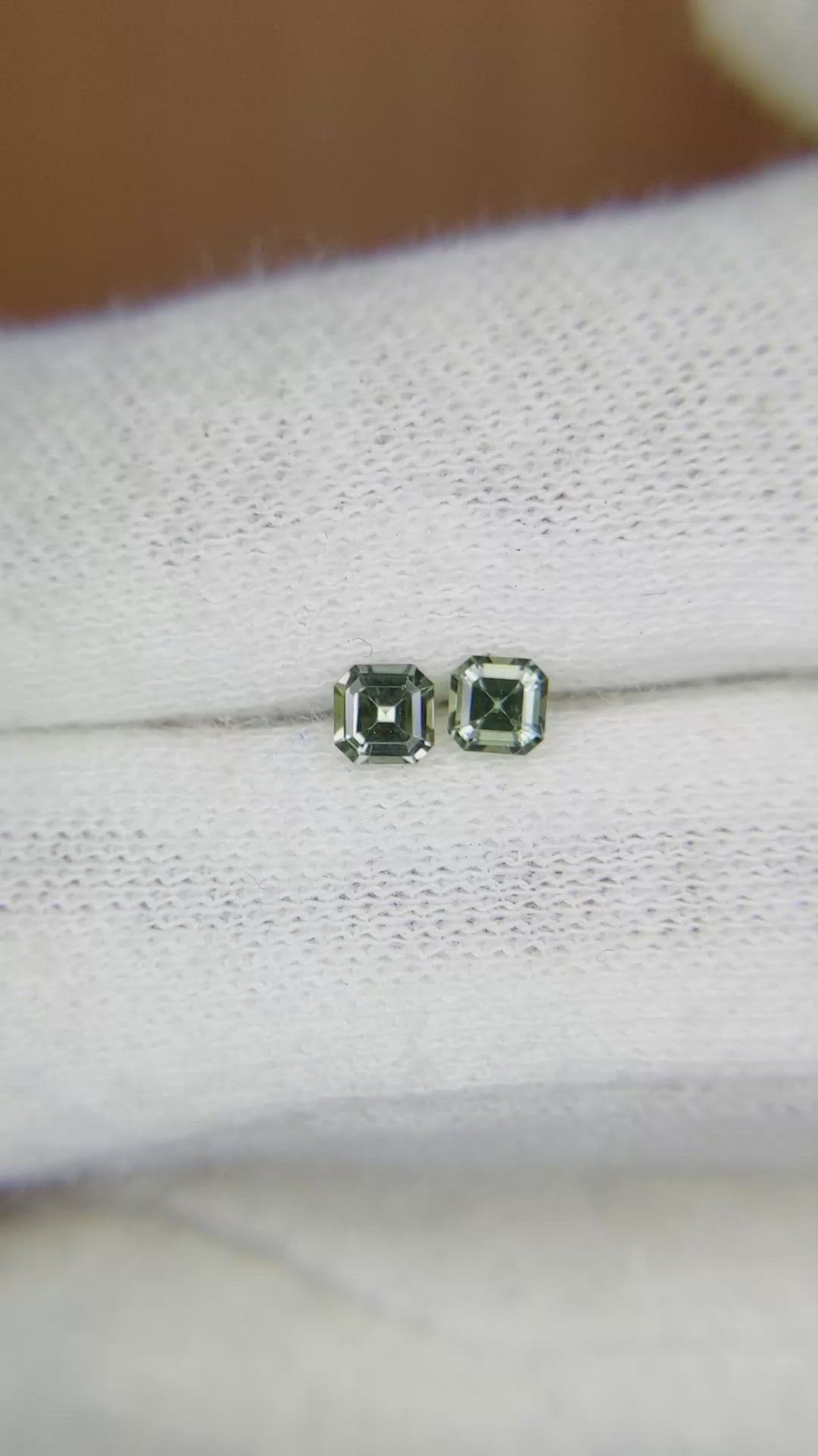 0.50 Ct.Tw.Total Carat Weight Green Sapphire Pair from Ceylon (Sri Lanka) Size Video