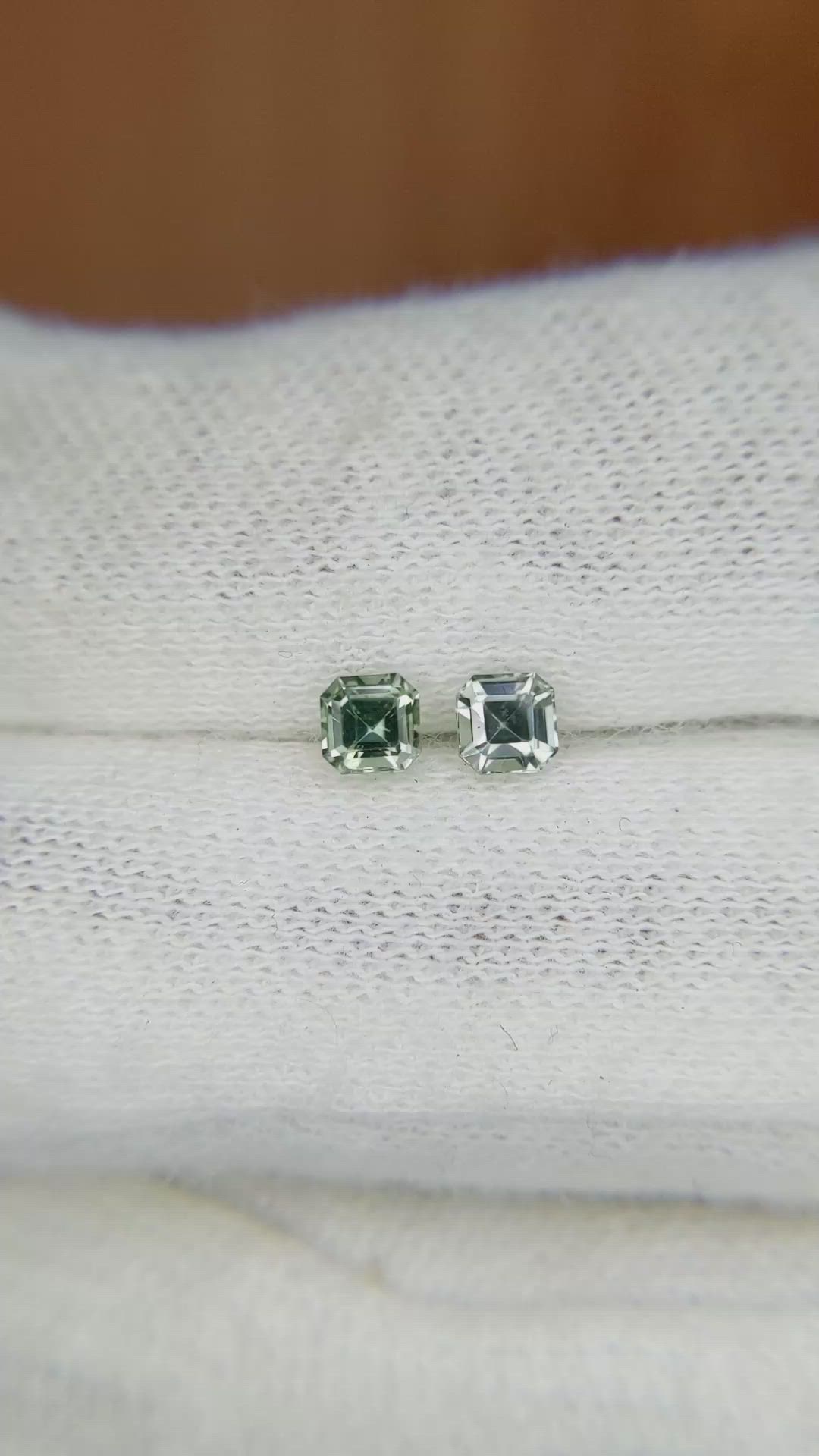 0.59 Ct.Tw.Total Carat Weight Green Sapphire Pair from Ceylon (Sri Lanka) Size Video
