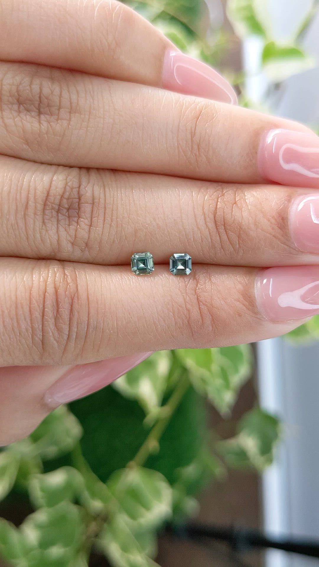 0.49 Ct.Tw.Total Carat Weight Green Sapphire Pair from Ceylon (Sri Lanka) Size Video