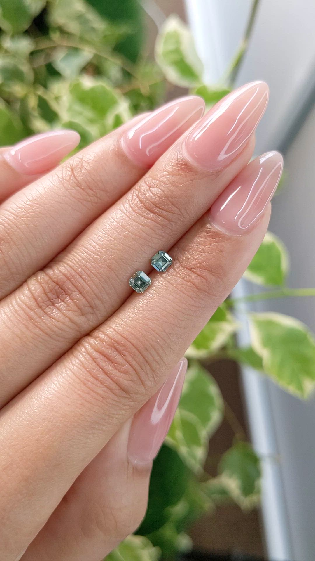 0.49 Ct.Tw.Total Carat Weight Green Sapphire Pair from Ceylon (Sri Lanka) Size Video