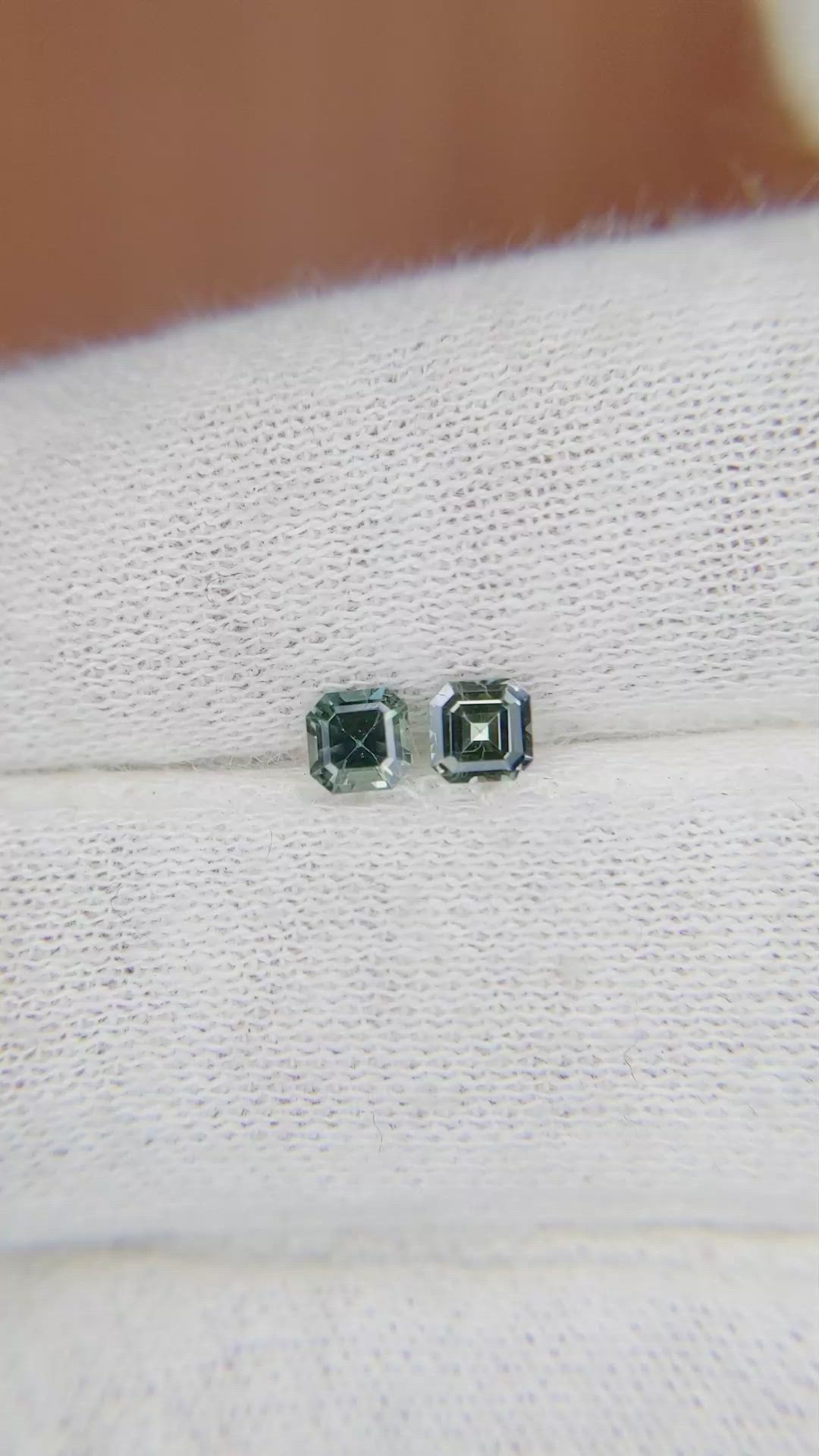 0.54 Ct.Tw.Total Carat Weight Green Sapphire Pair from Ceylon (Sri Lanka) Size Video