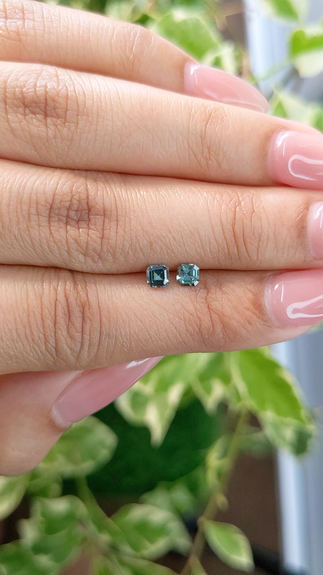 0.54 Ct.Tw.Total Carat Weight Green Sapphire Pair from Ceylon (Sri Lanka) Size Video