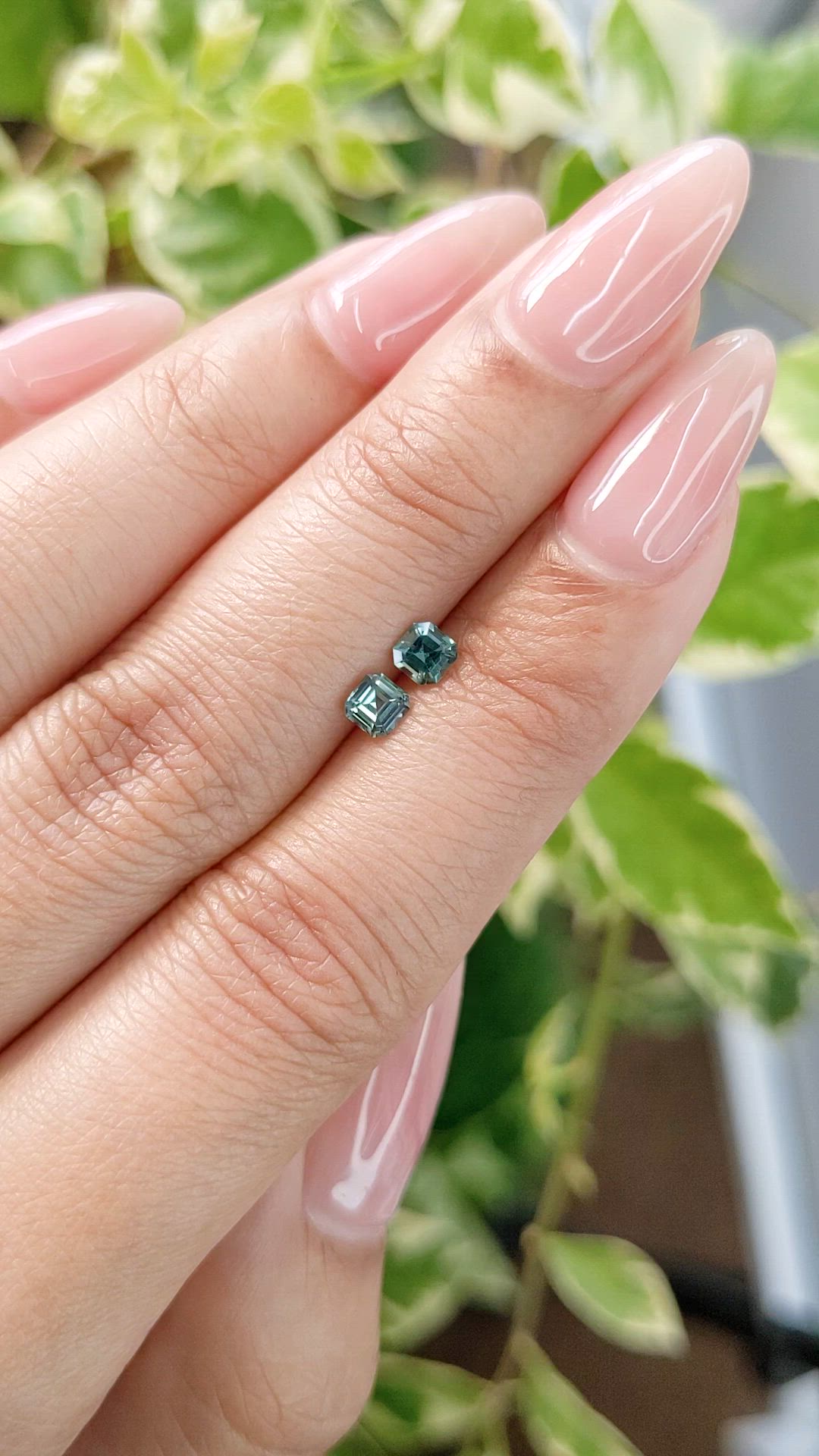 0.54 Ct.Tw.Total Carat Weight Green Sapphire Pair from Ceylon (Sri Lanka) Size Video