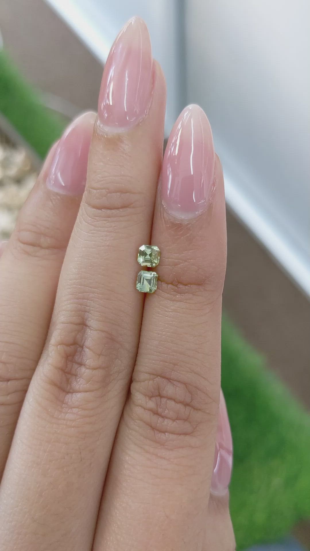 0.54 Ct.Tw.Total Carat Weight Green Sapphire Pair from Ceylon (Sri Lanka) Size Video