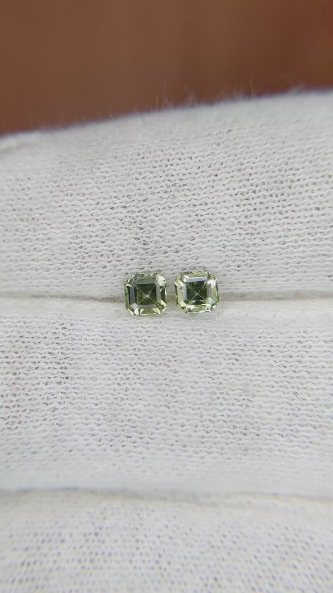 0.54 Ct.Tw.Total Carat Weight Green Sapphire Pair from Ceylon (Sri Lanka) Size Video