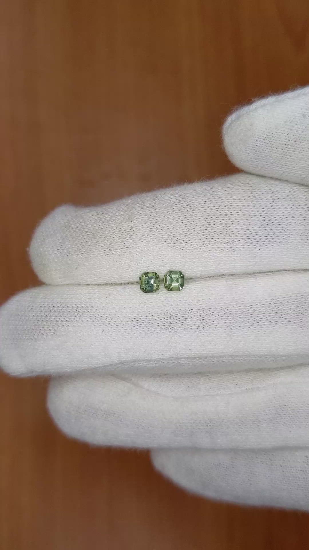 0.56&nbsp;Ct.Tw.Total Carat Weight Bluish Green Sapphire Pair from Ceylon (Sri Lanka) Size Video
