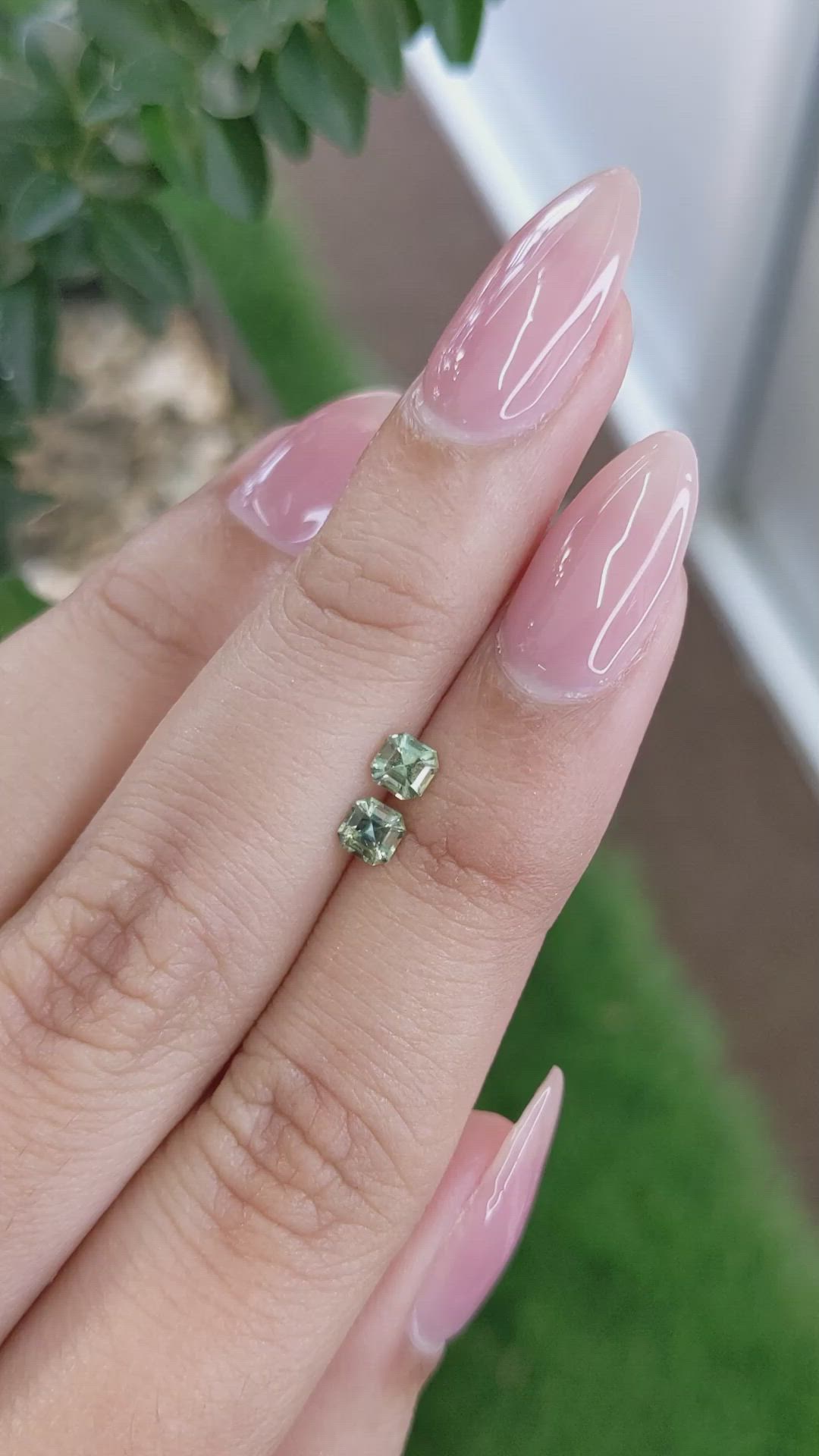 0.56&nbsp;Ct.Tw.Total Carat Weight Bluish Green Sapphire Pair from Ceylon (Sri Lanka) Size Video