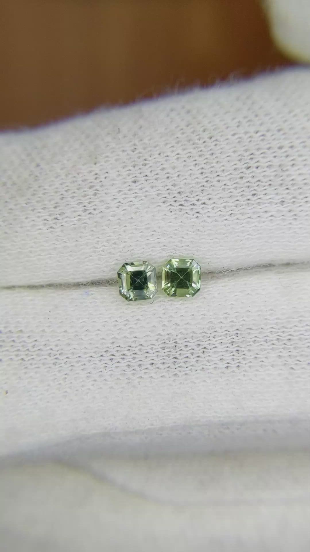 0.56&nbsp;Ct.Tw.Total Carat Weight Bluish Green Sapphire Pair from Ceylon (Sri Lanka) Size Video