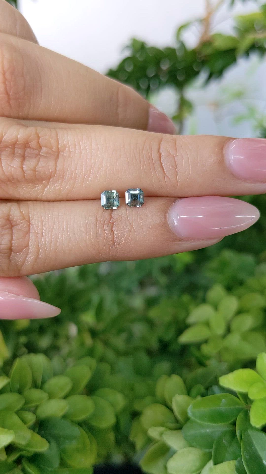 0.59 Ct.Tw.Total Carat Weight Green Sapphire Pair from Ceylon (Sri Lanka) Size Video