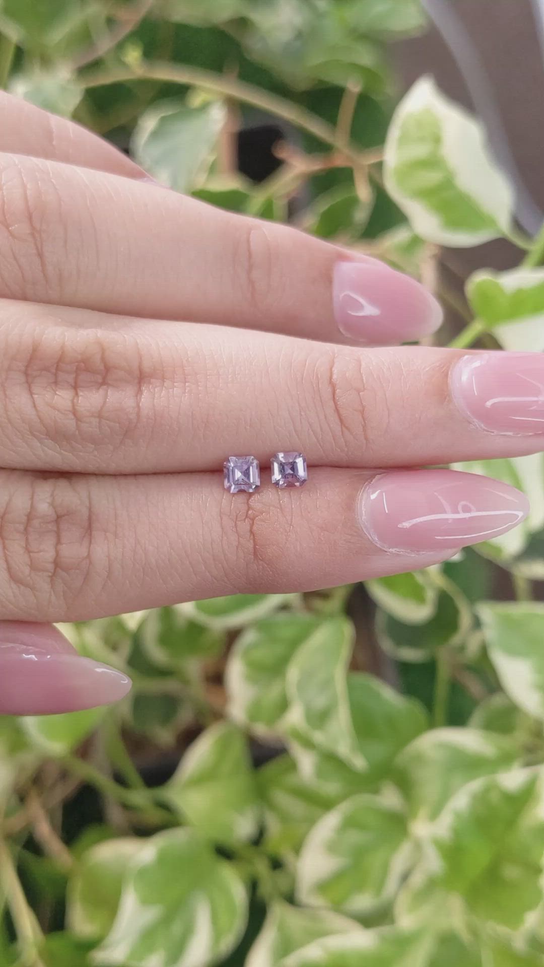 0.57 Ct.Tw.Total Carat Weight Purple Sapphire Pair from Ceylon (Sri Lanka) Size Video