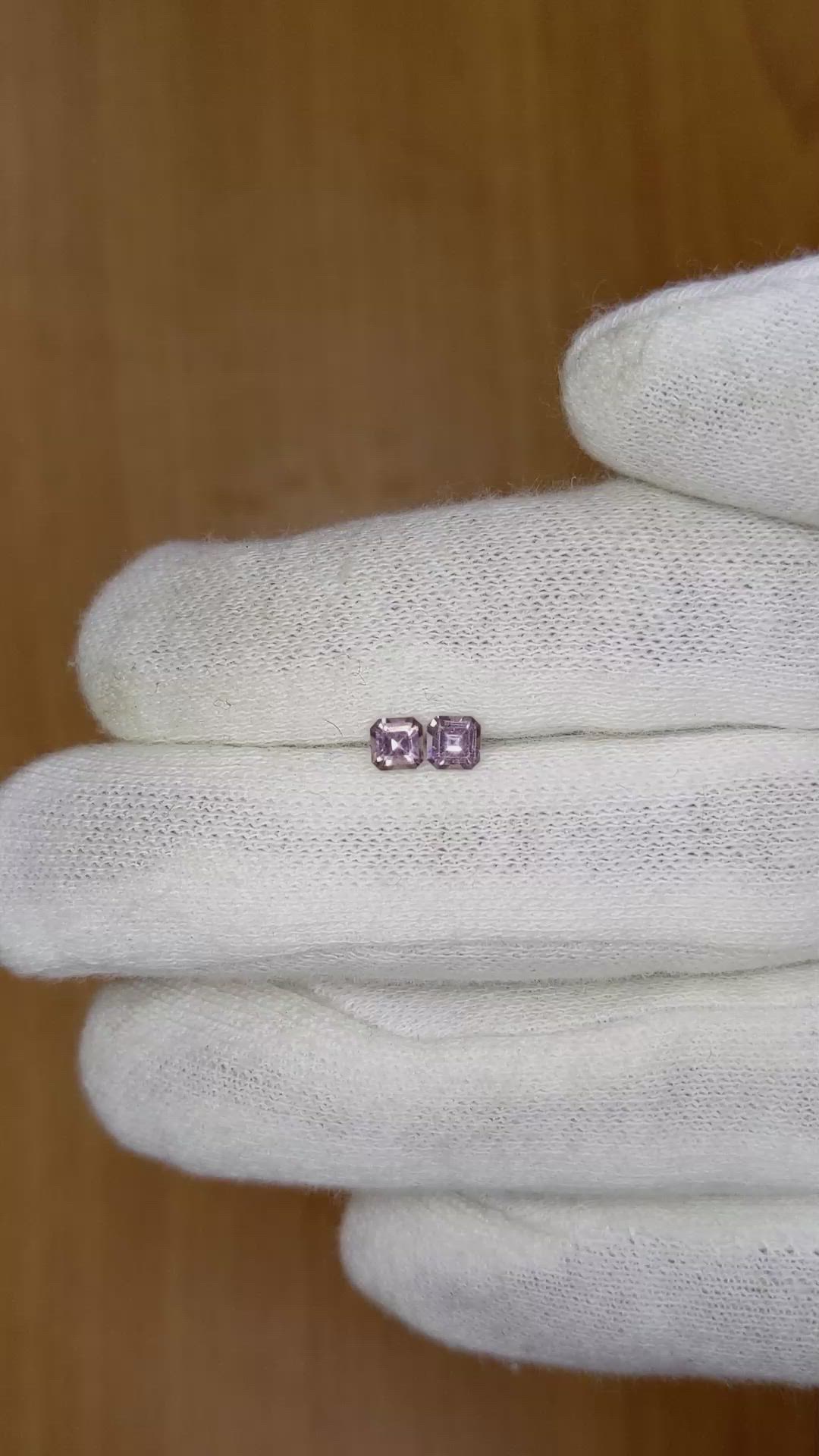 0.57 Ct.Tw.Total Carat Weight Purple Sapphire Pair from Ceylon (Sri Lanka) Size Video