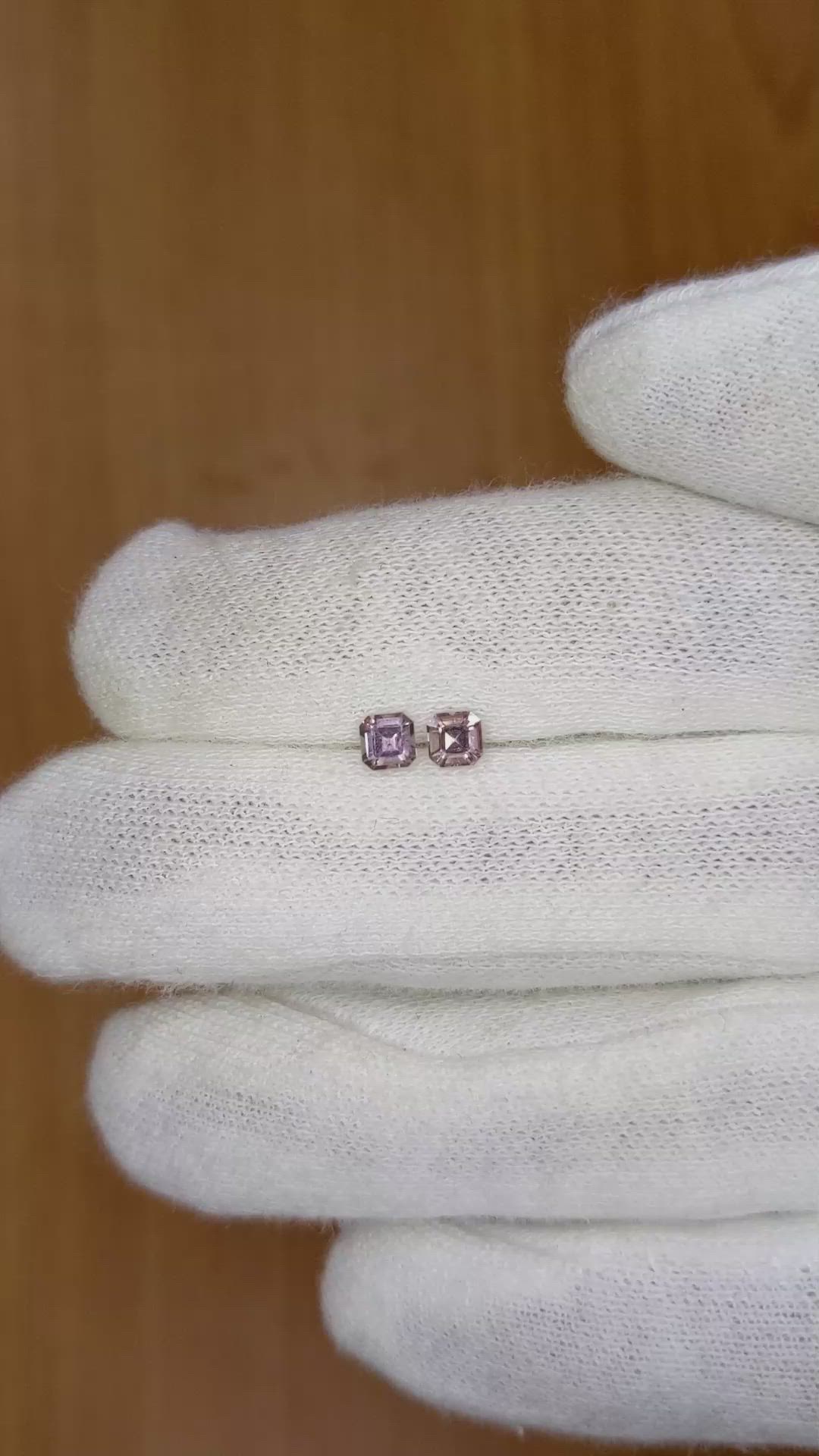 0.57&nbsp;Ct.Tw.Total Carat Weight Pink Sapphire Pair from Ceylon (Sri Lanka) Size Video