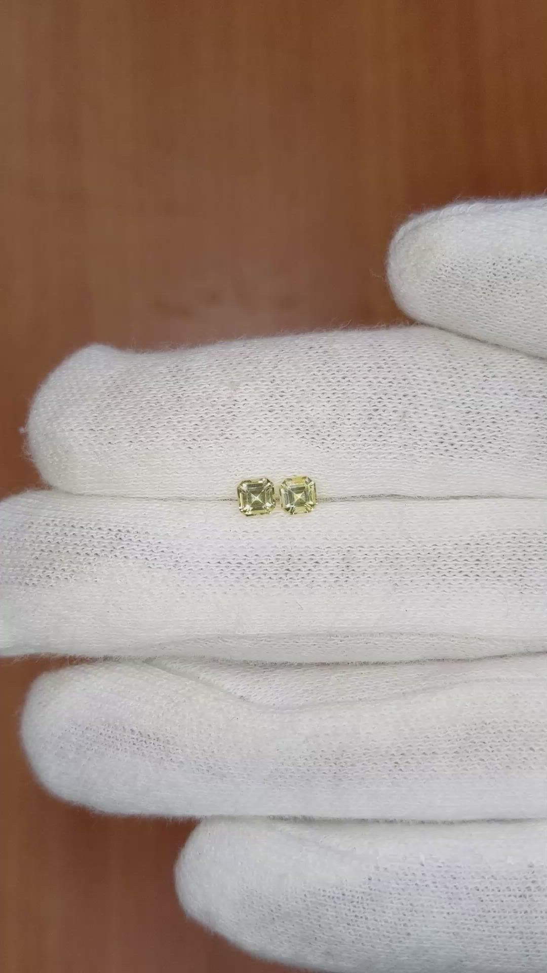 0.51 Ct.Tw.Total Carat Weight Yellow Sapphire Pair from Ceylon (Sri Lanka) Size Video