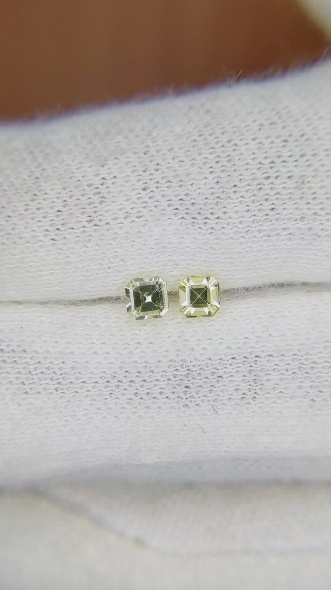 0.57 Ct.Tw.Total Carat Weight Yellow Sapphire Pair from Ceylon (Sri Lanka) Size Video