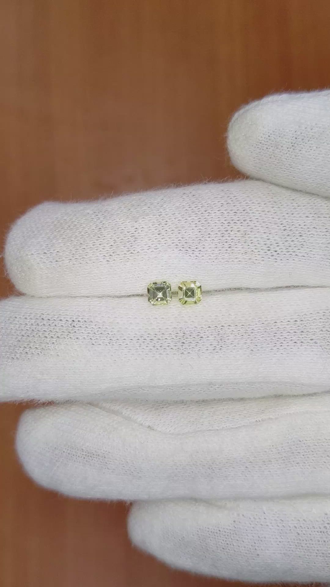 0.57 Ct.Tw.Total Carat Weight Yellow Sapphire Pair from Ceylon (Sri Lanka) Size Video