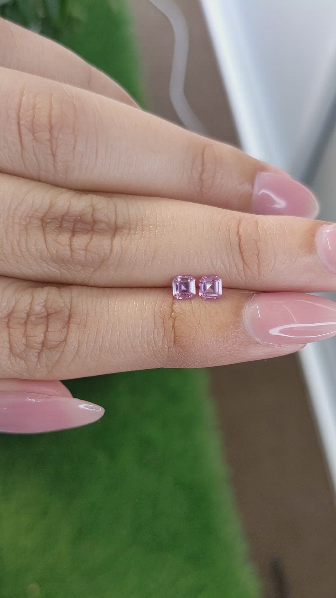 0.56 Ct.Tw.Total Carat Weight Purplish Pink Sapphire Pair from Ceylon (Sri Lanka) Size Video
