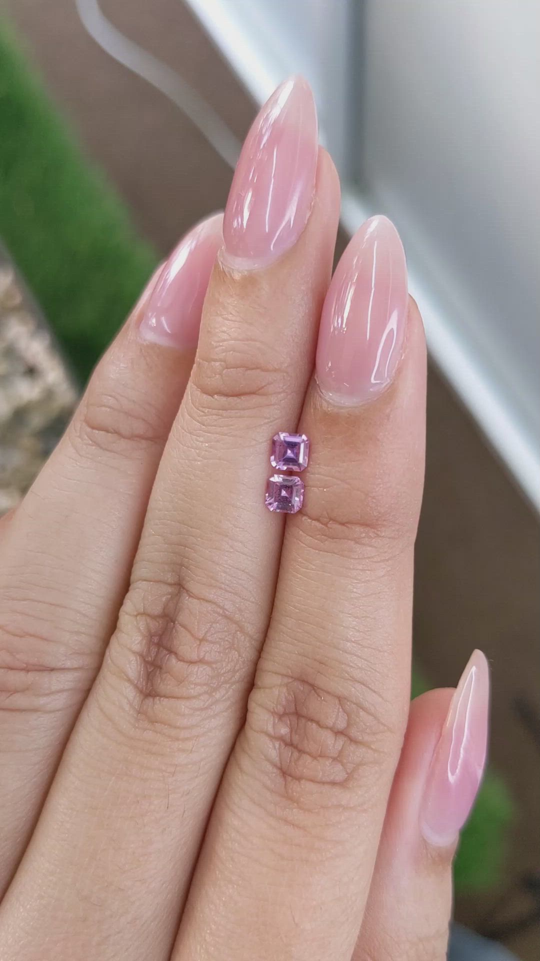 0.56 Ct.Tw.Total Carat Weight Purplish Pink Sapphire Pair from Ceylon (Sri Lanka) Size Video