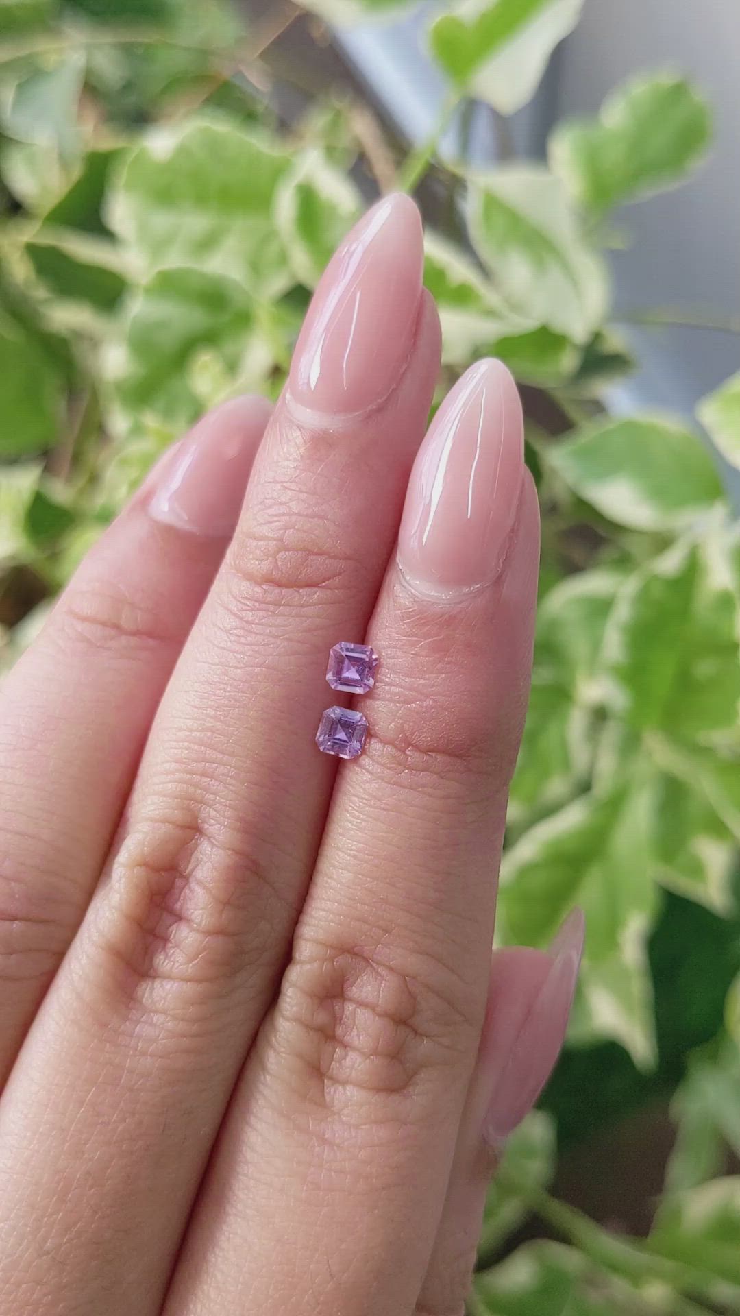 0.51 Ct.Tw.Total Carat Weight Purple Sapphire Pair from Ceylon (Sri Lanka) Size Video