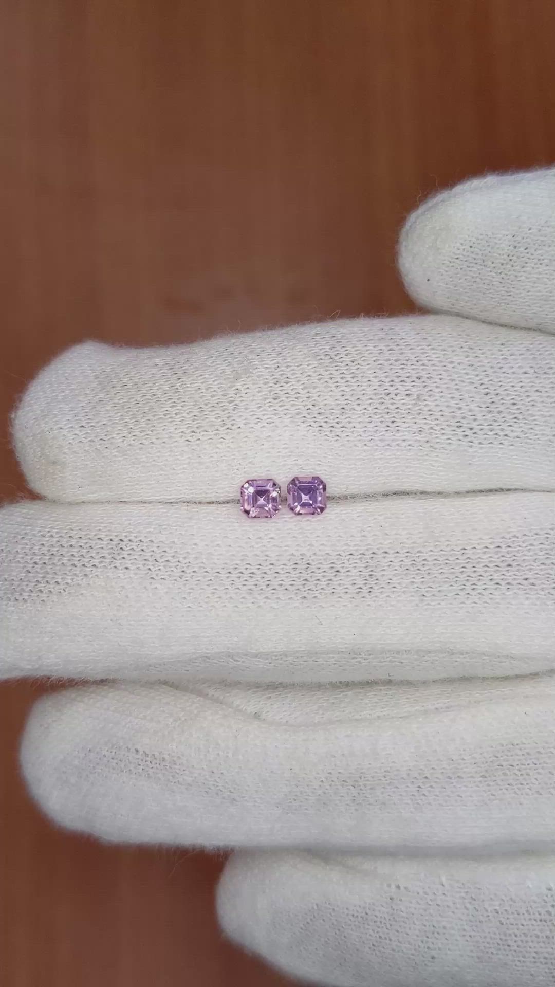 0.48 Ct.Tw.Total Carat Weight Purple Sapphire Pair from Ceylon (Sri Lanka) Size Video