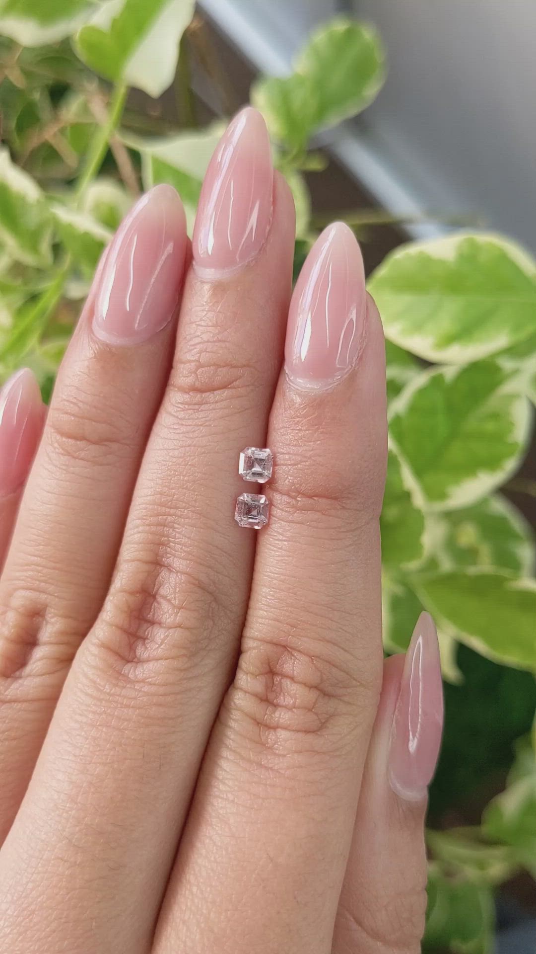 0.56 Ct.Tw.Total Carat Weight Peach Sapphire Pair from Ceylon (Sri Lanka) Size Video