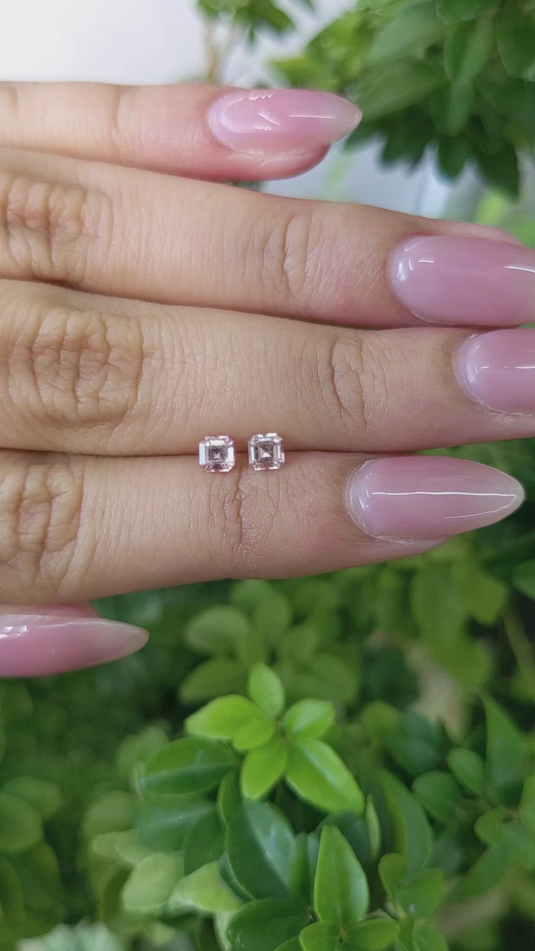 0.56 Ct.Tw.Total Carat Weight Peach Sapphire Pair from Ceylon (Sri Lanka) Size Video