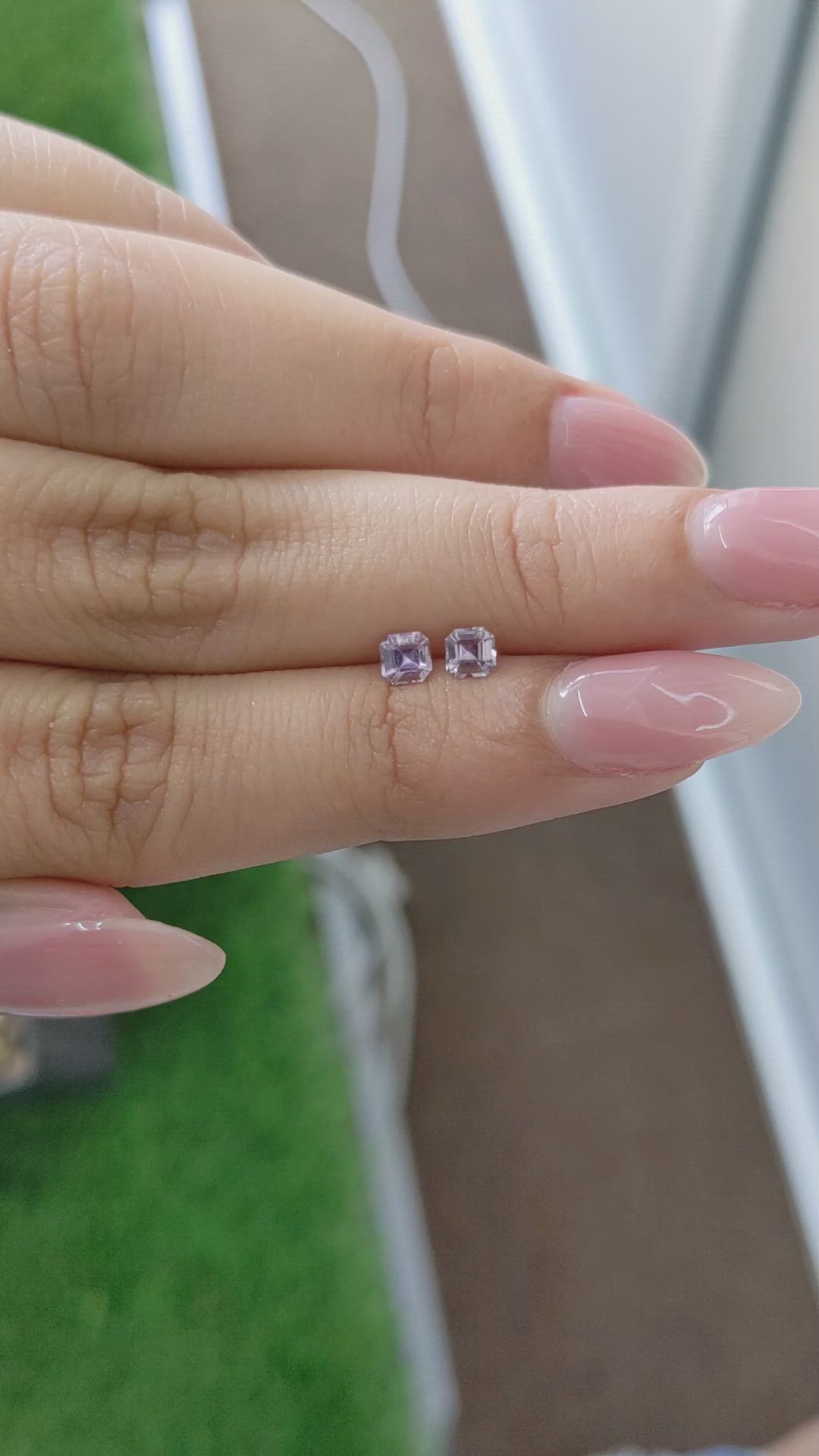 0.52 Ct.Tw.Total Carat Weight Purple Sapphire Pair from Ceylon (Sri Lanka) Size Video