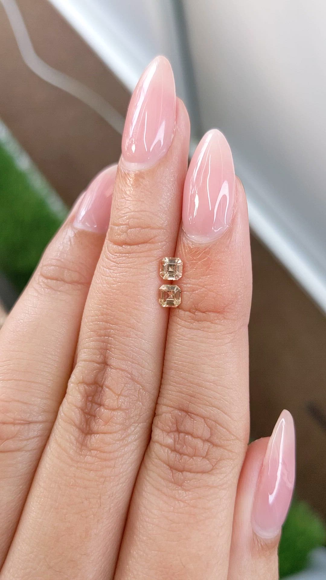 0.54 Ct.Tw.Total Carat Weight Peach Sapphire Pair from Ceylon (Sri Lanka) Size Video