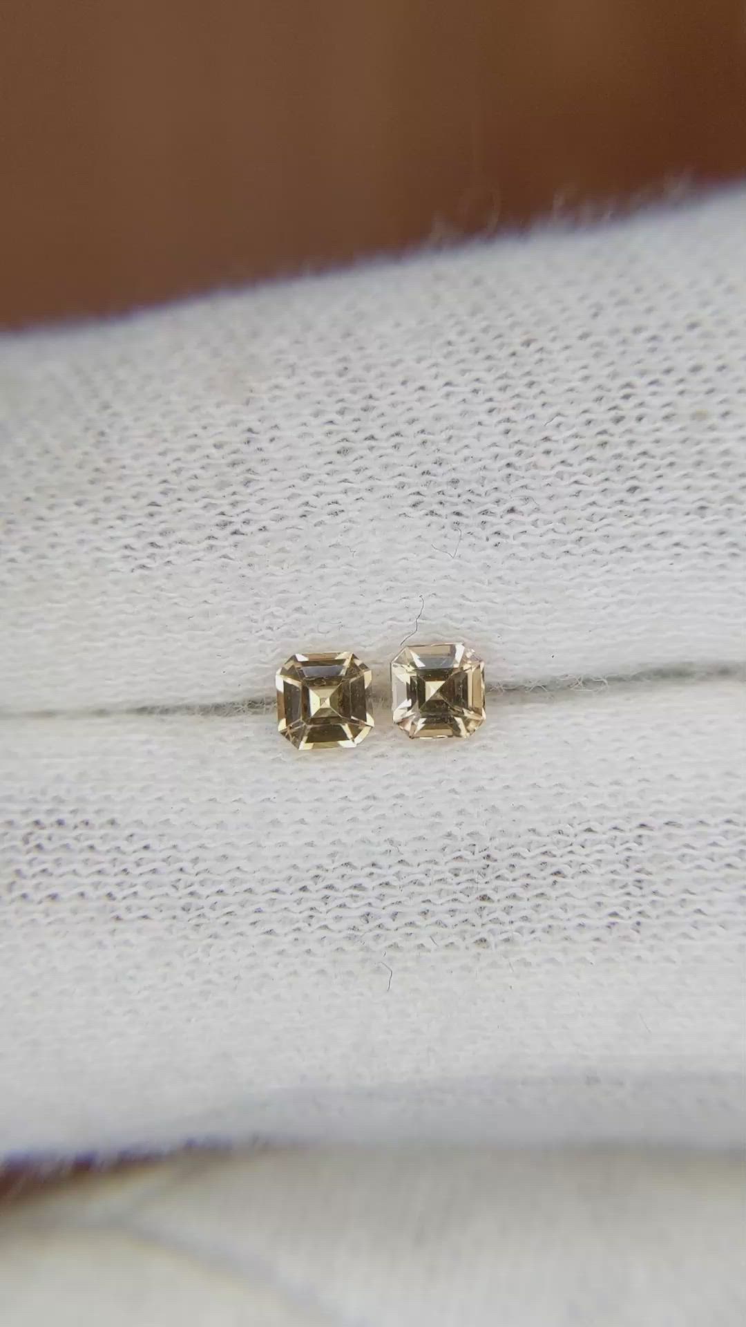 0.54 Ct.Tw.Total Carat Weight Peach Sapphire Pair from Ceylon (Sri Lanka) Size Video