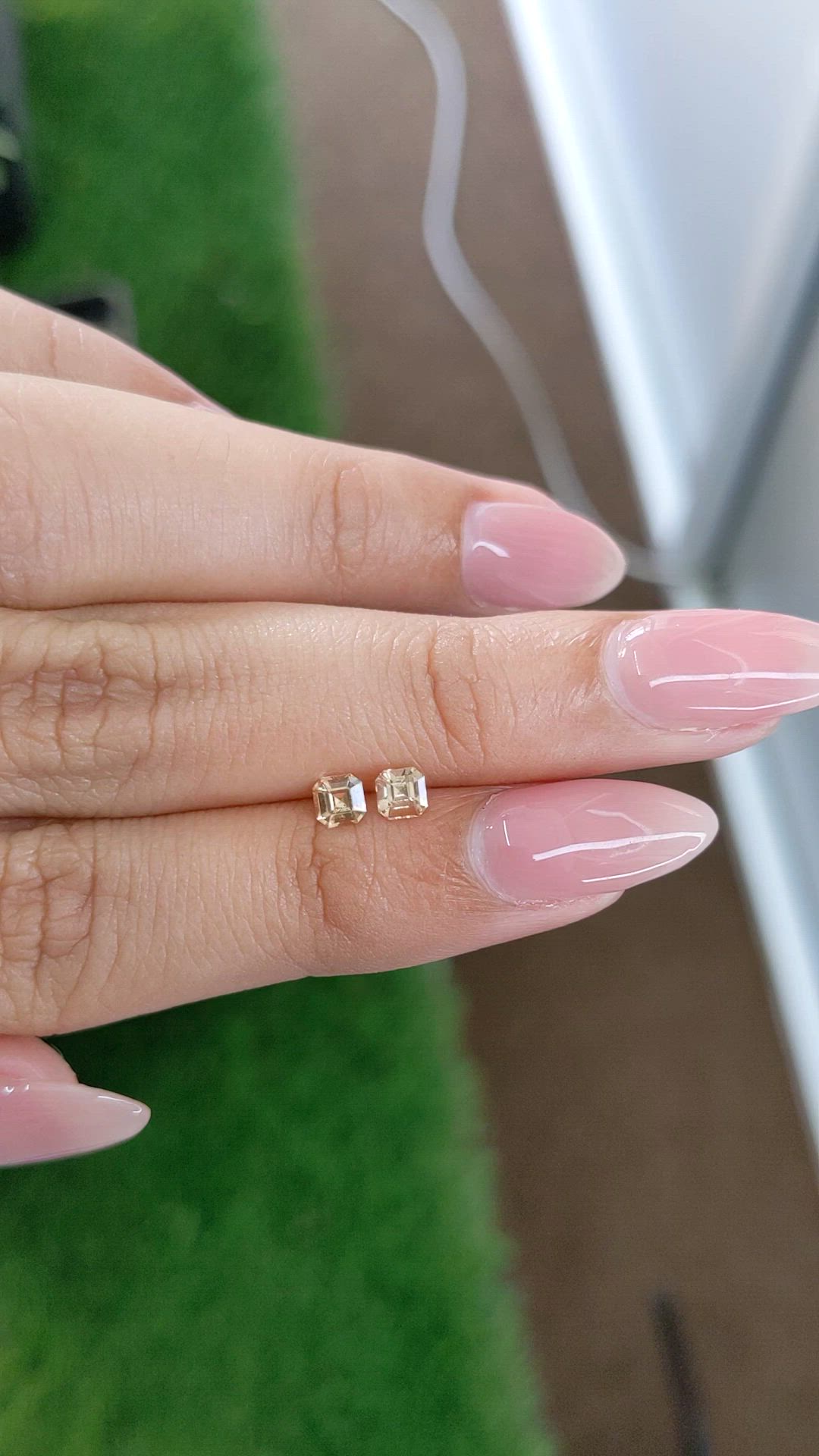 0.54 Ct.Tw.Total Carat Weight Peach Sapphire Pair from Ceylon (Sri Lanka) Size Video